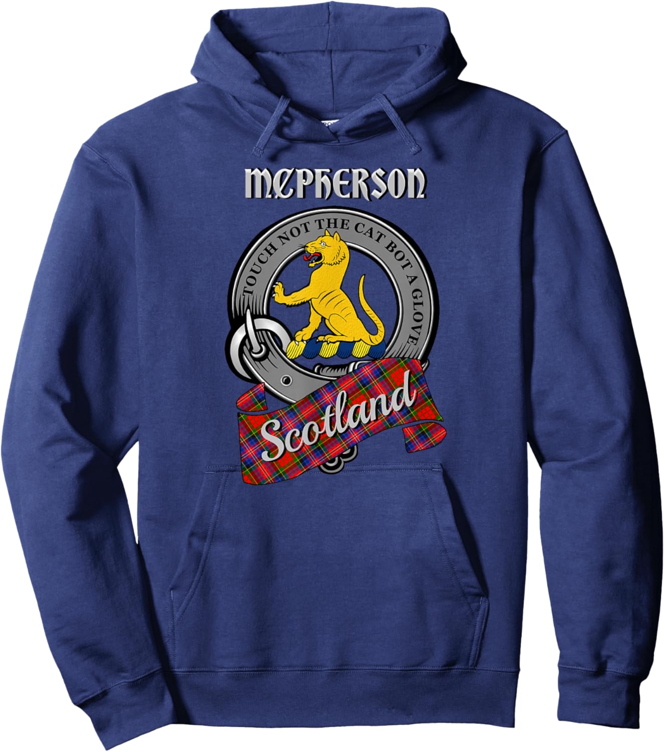 McPherson Scottish Clan Badge & Tartan Hoodie - Hoodie | Navy