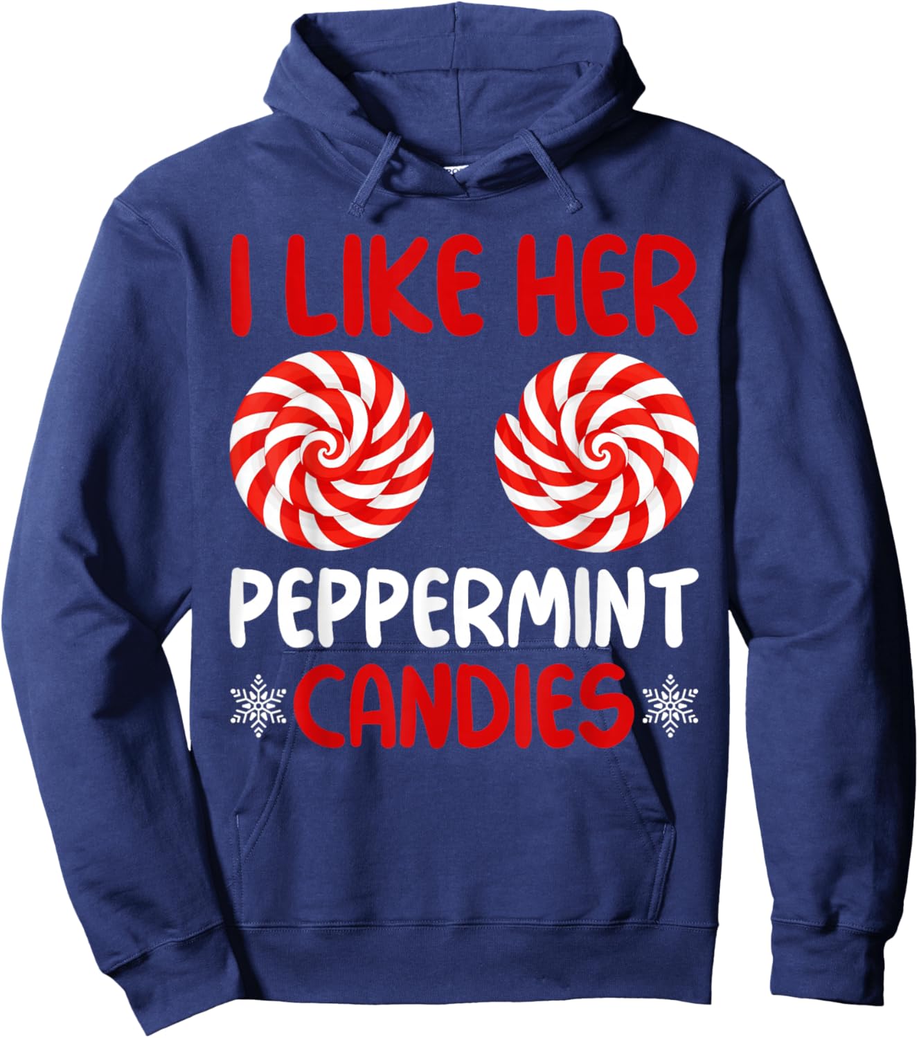 I Like Her Peppermint Candies Matching Christmas Couples Hoodie - Hoodie | Navy