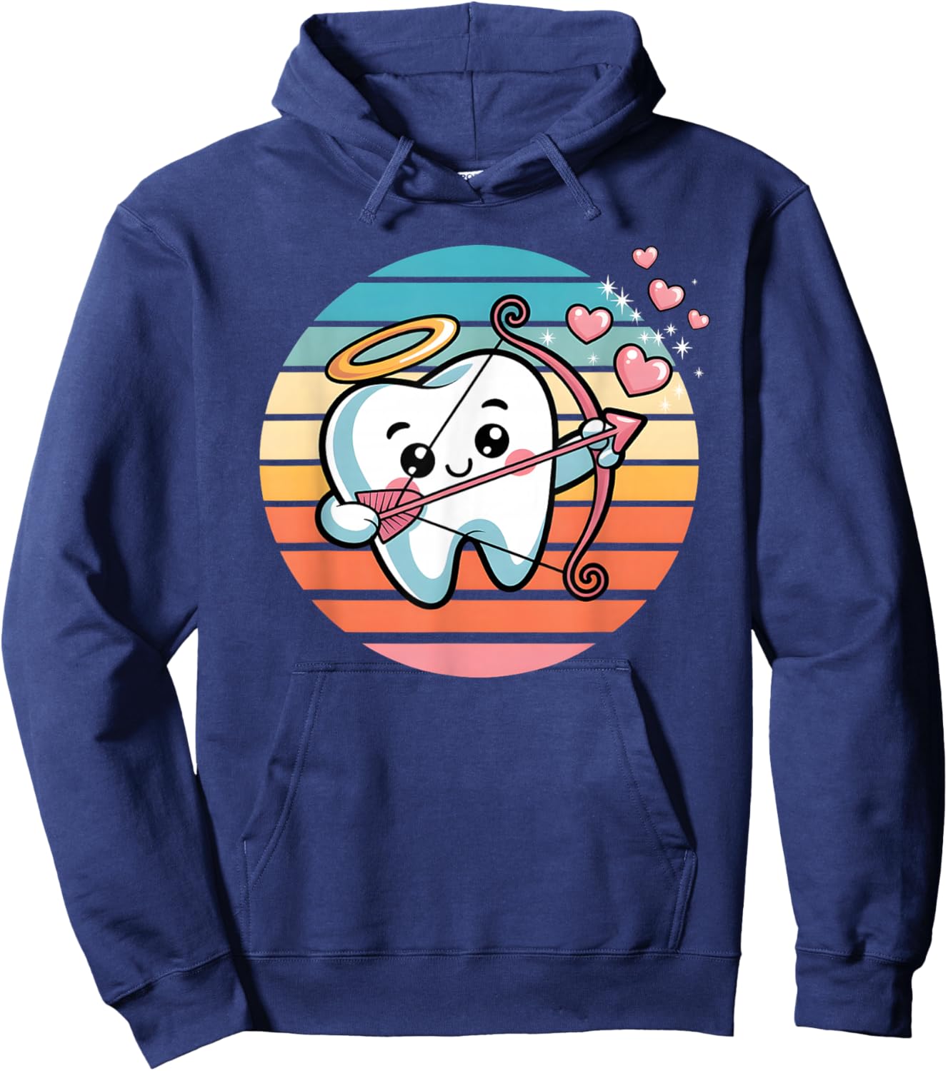 Cute ValentineTooth Cupid Dental Dentists Hygienists Funny Hoodie - Hoodie | Navy