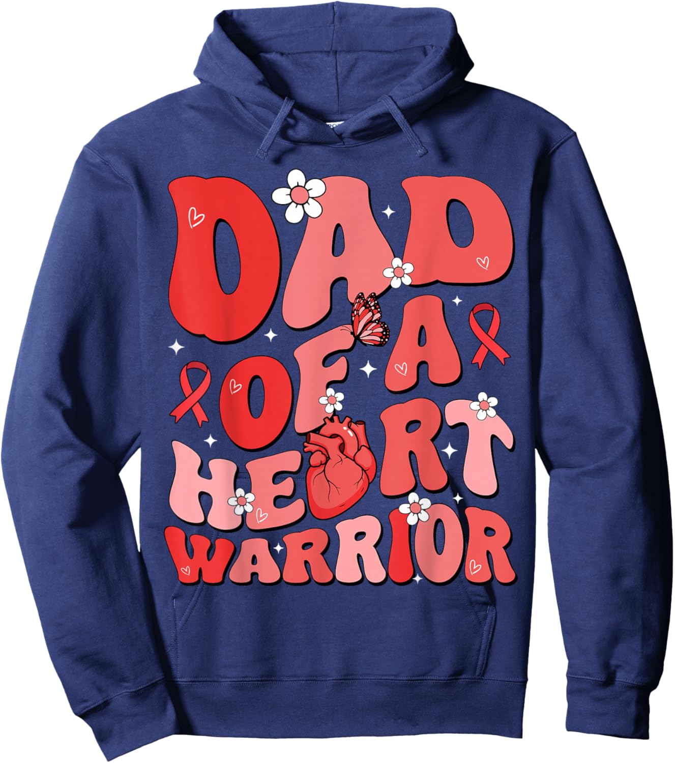 Dad of a Heart Warrior Father Heart Disease Awareness CHD Hoodie - Hoodie | Navy