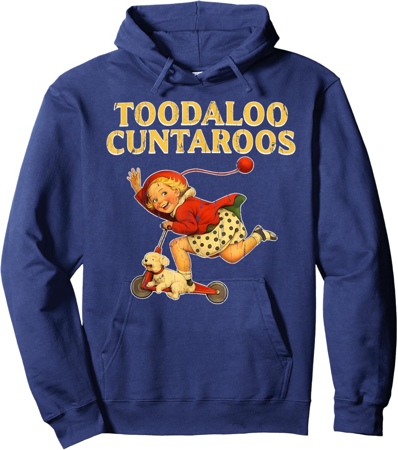 Toodaloo Cuntaroos, Retro Kid Scooter Dog Hoodie - Hoodie | Navy