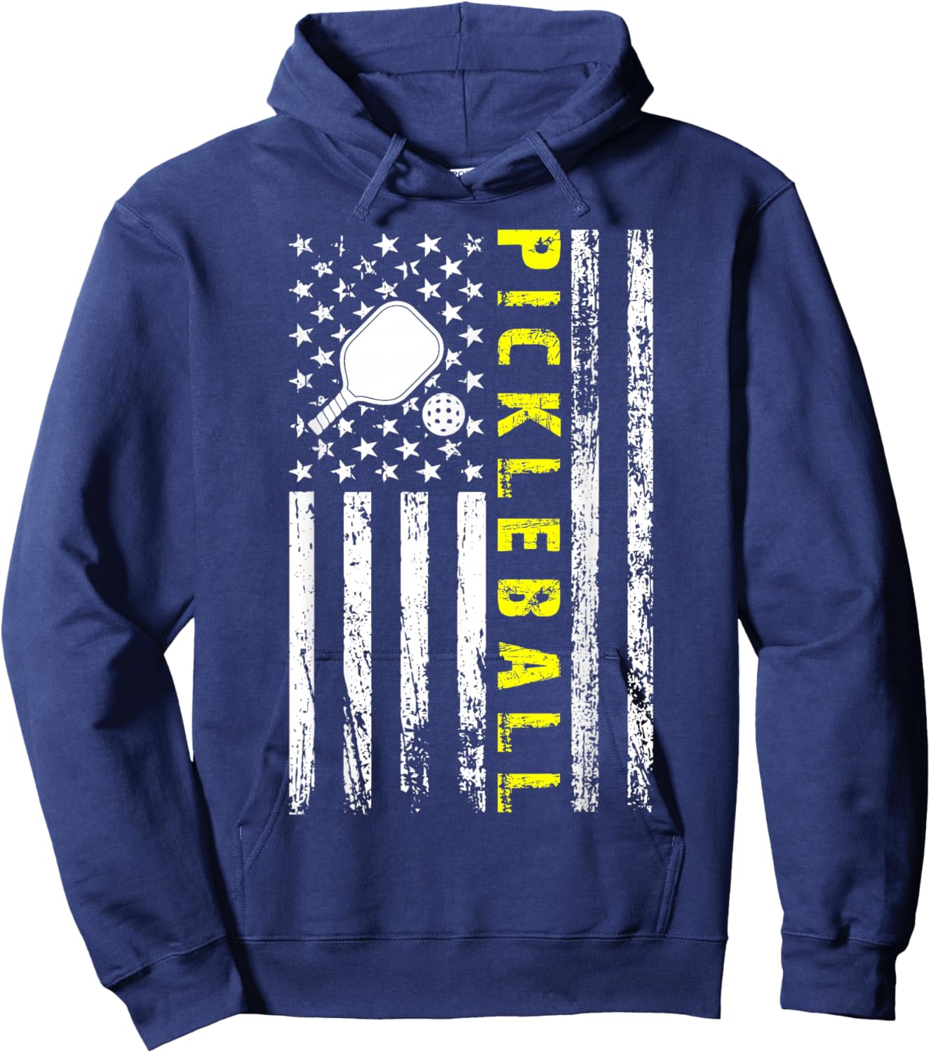 Pickleball American Flag Pickleball Player Paddleball Lover Hoodie - Hoodie | Navy