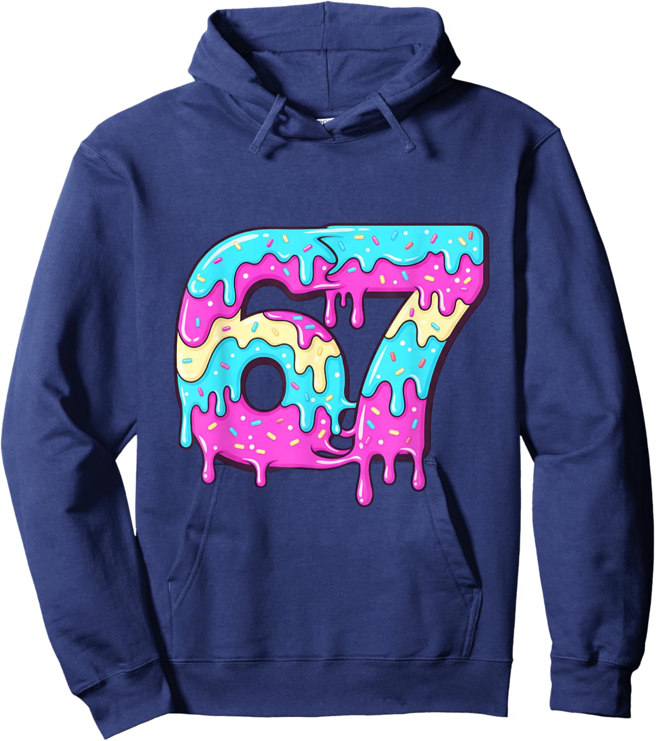 six Seven 67 Meme Drippy Number 67 ice Cream Hoodie - Hoodie | Navy