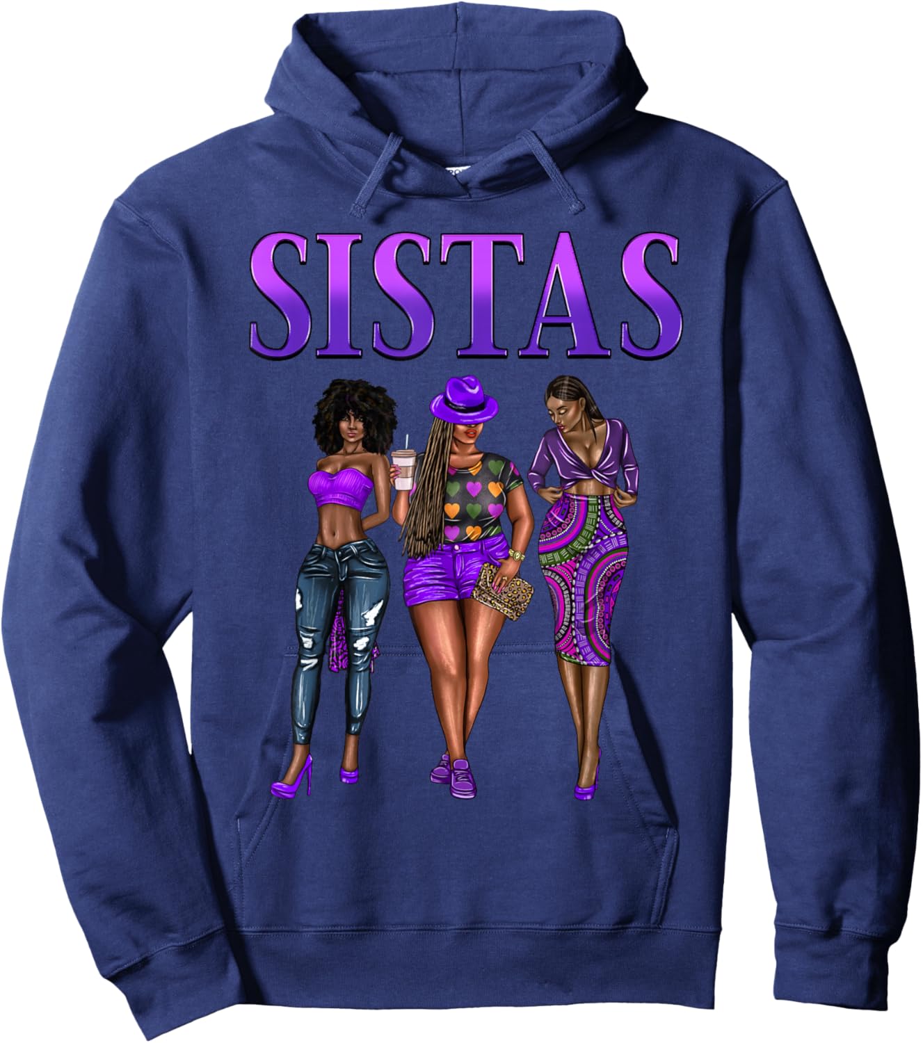 Sistas Black Girls Girlfriends Sisters Afro Women Together Hoodie - Hoodie | Navy