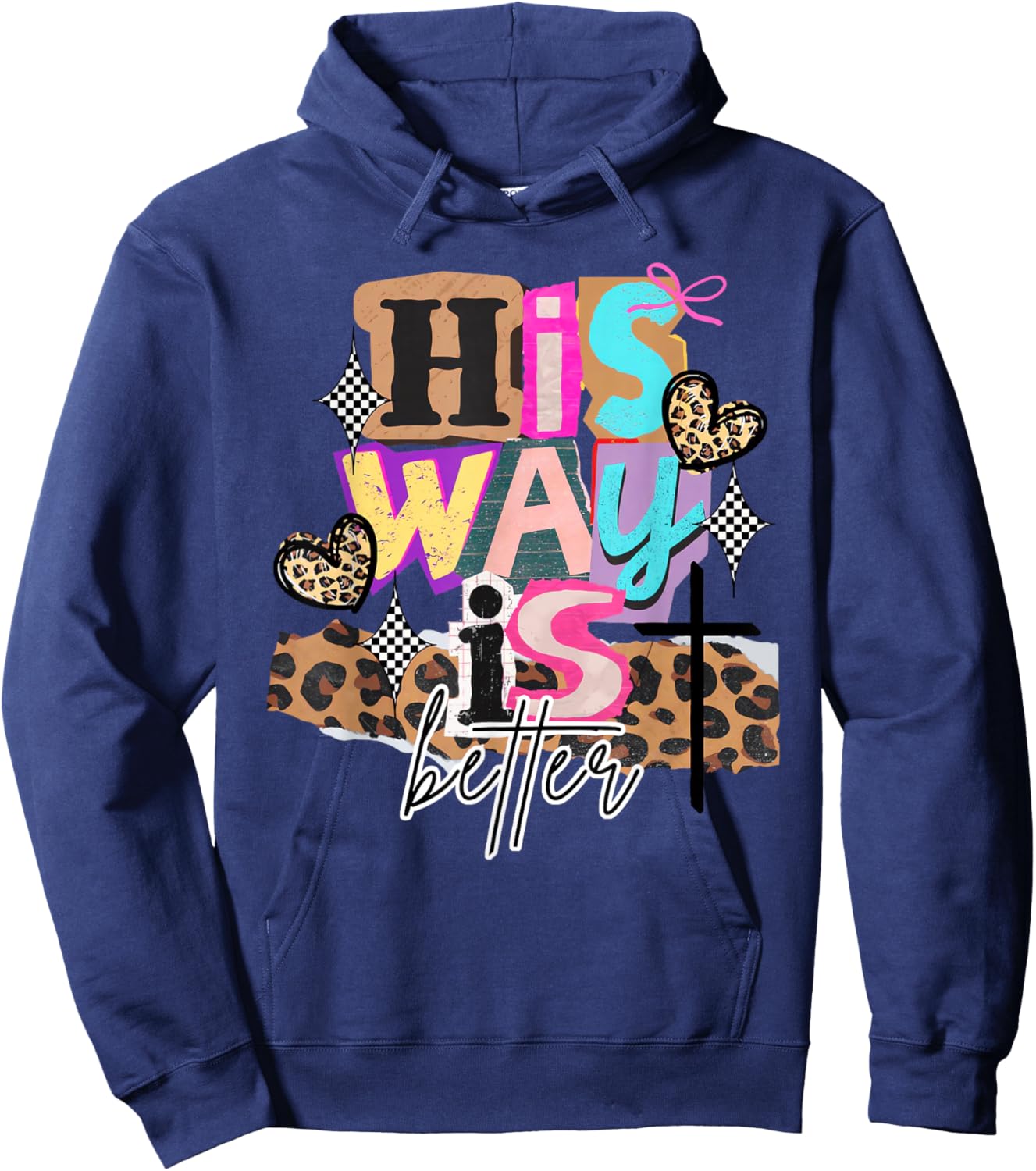 Retro Funny His Way is Better Religious Christians Bible Hoodie - Hoodie | Navy