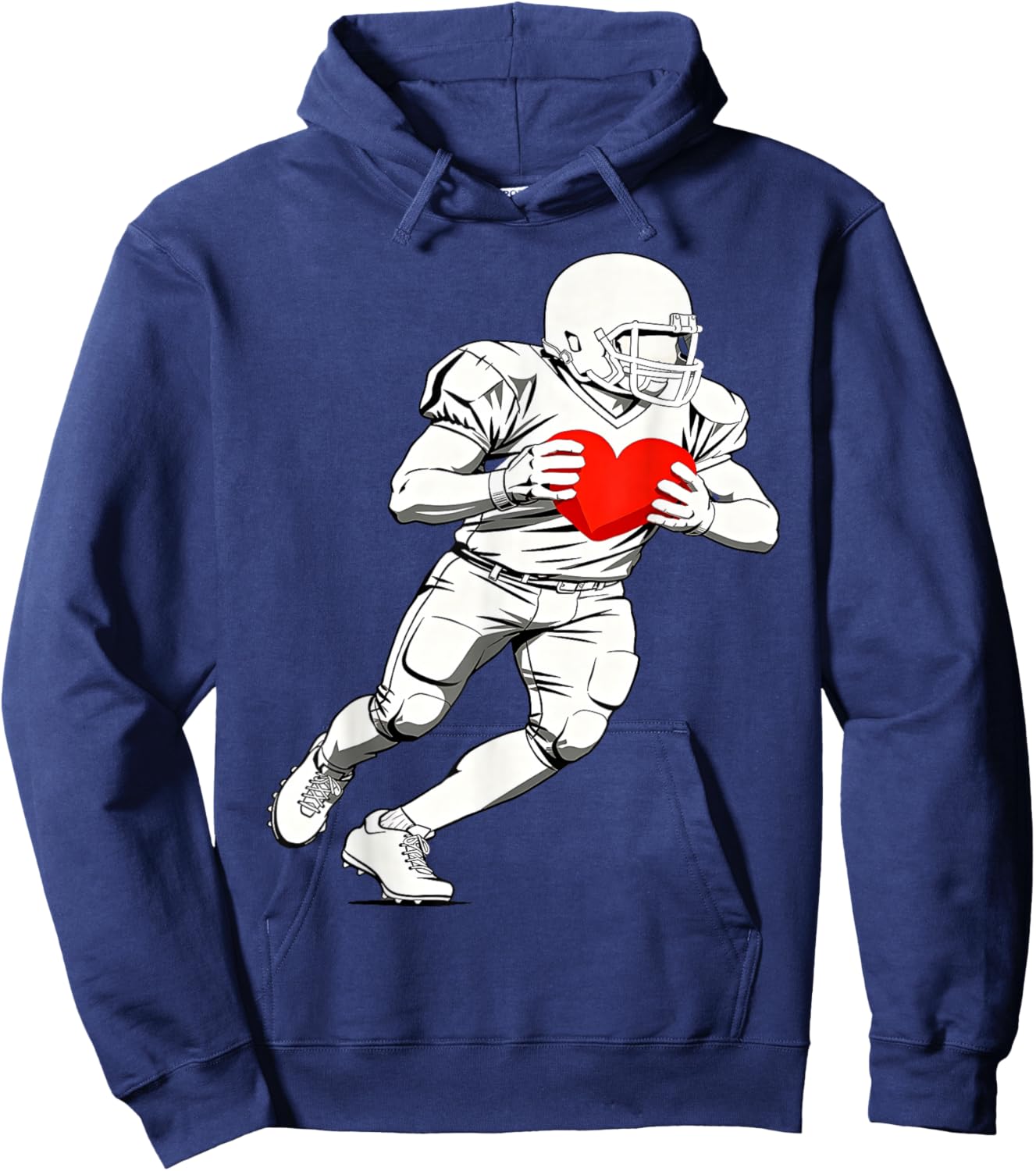 Football Player Silhouette Heart Love Sports Hoodie - Hoodie | Navy