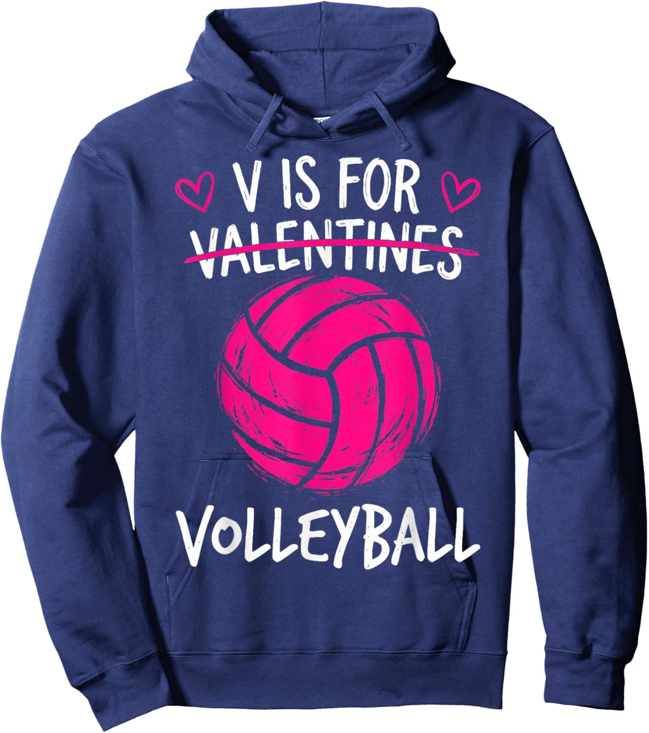 V is for Volleyball Valentine Funny Couple Valentines Day Hoodie - Hoodie | Navy