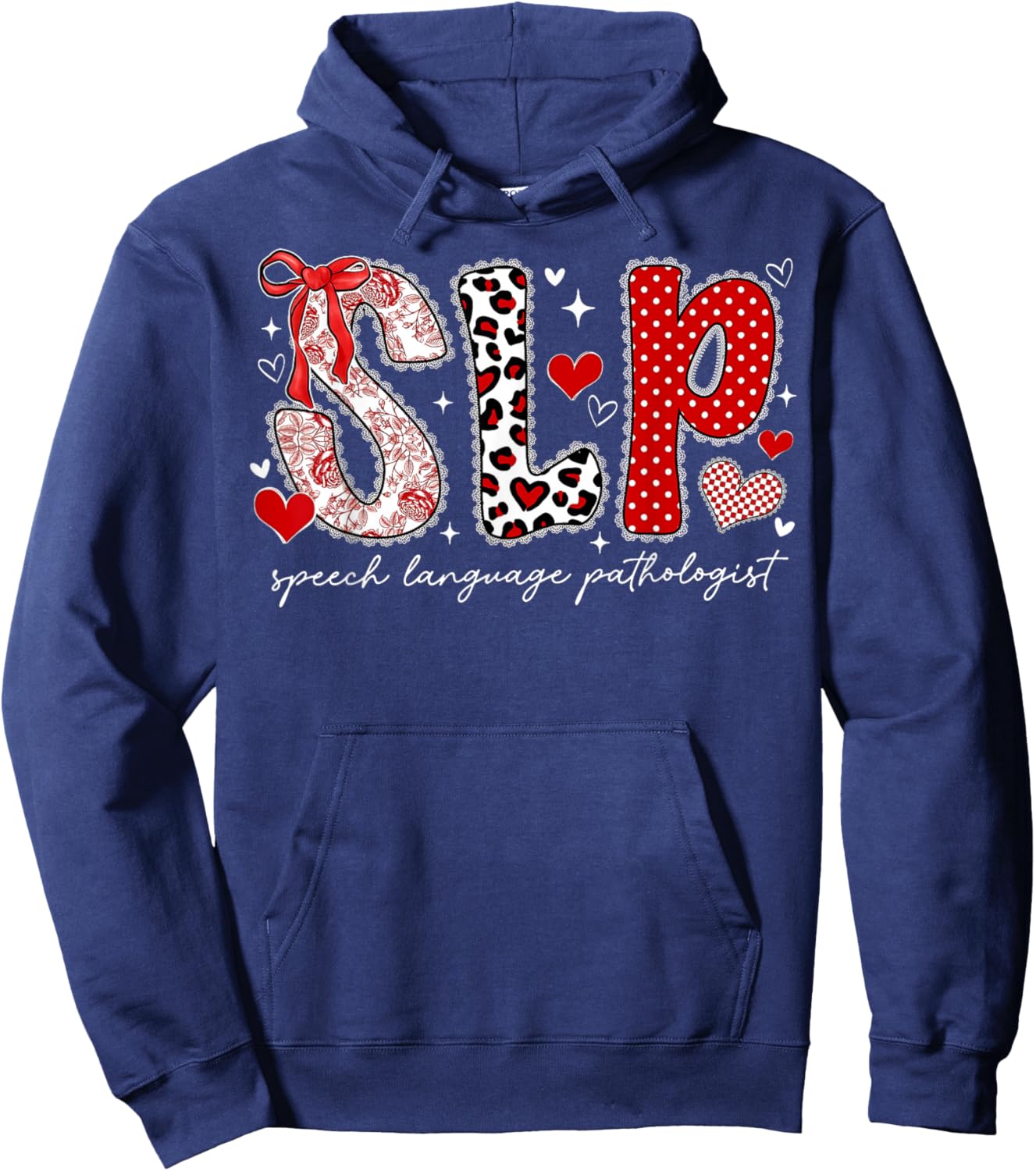 Speech Language Pathologist Valentines Day SLP Therapy Hoodie - Hoodie | Navy