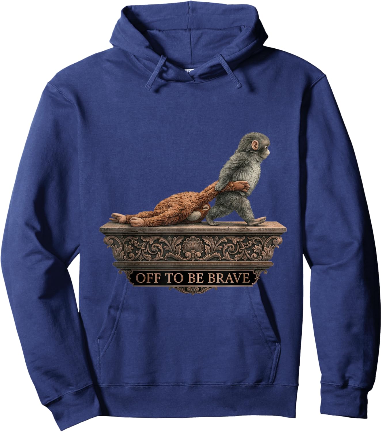 Funny Viral Monkey Meme Monkey Punch Off to Be Brave Hoodie - Hoodie | Navy