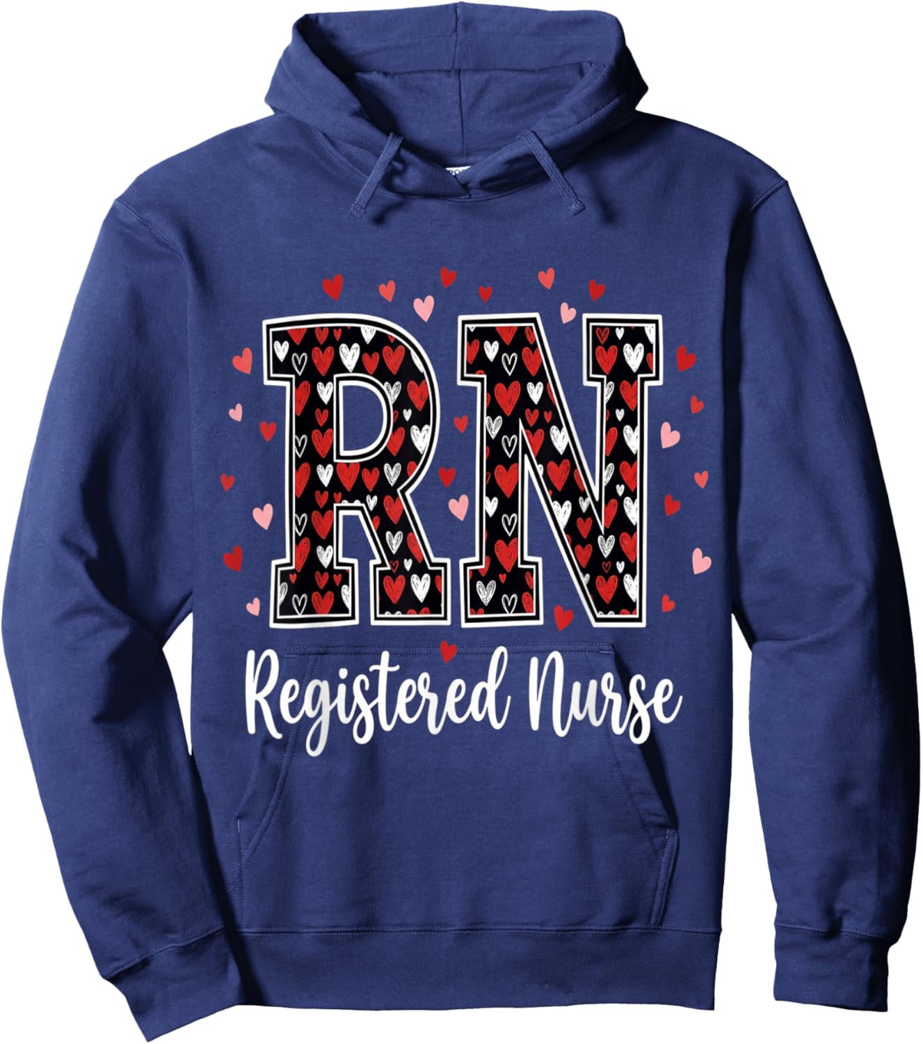 Healthcare Heart Registered Nurse RN Valentines Nurses Hoodie - Hoodie | Navy