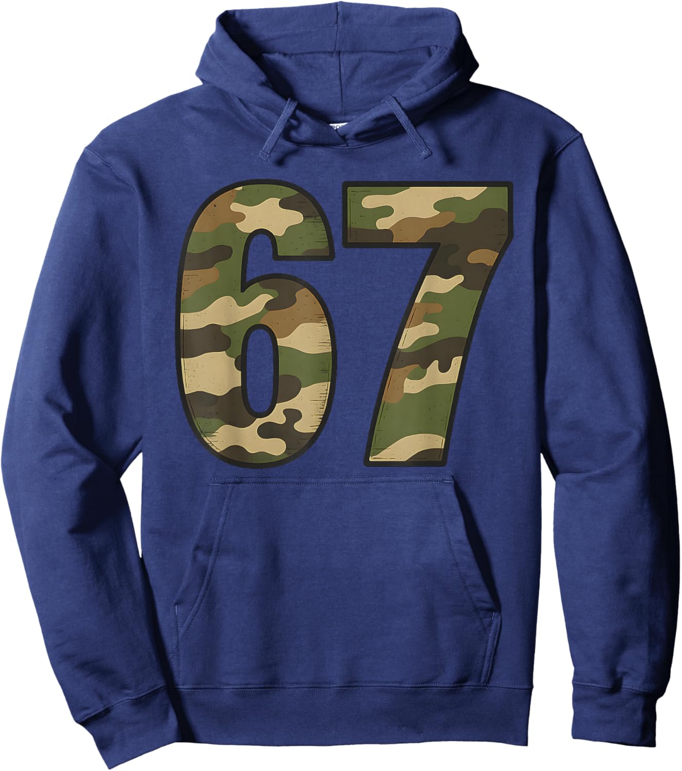 Fun 67 Six Seven Hunting Camo 6 7 Meme Gen Alpha Camouflage Hoodie - Hoodie | Navy