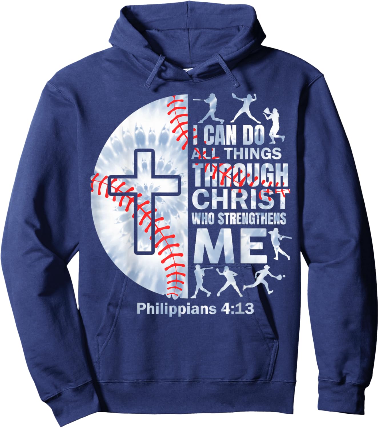 Christian Baseball Men Boy Player Team Religious Philippians Hoodie - Hoodie | Navy