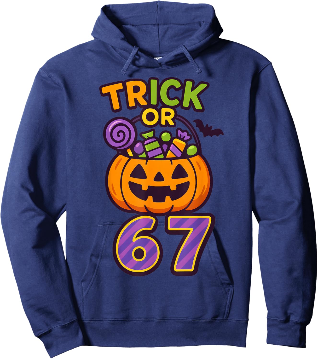 Funny 67 Halloween Trick Or Treat Pumpkin Boys Six Seven Hoodie - Hoodie | Navy