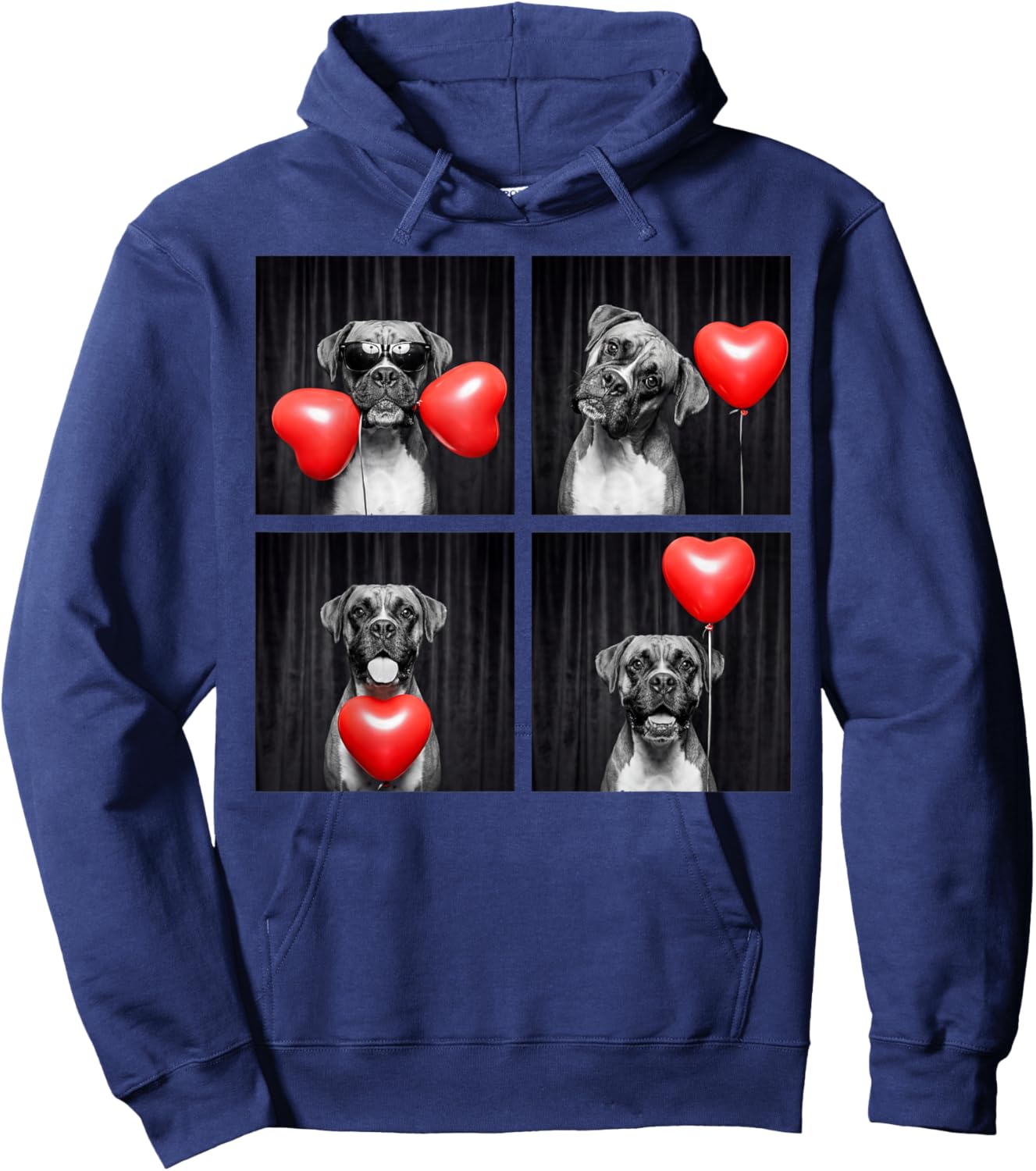 Funny Boxer Dog Lover Photobooth Design Valentines Hoodie - Hoodie | Navy