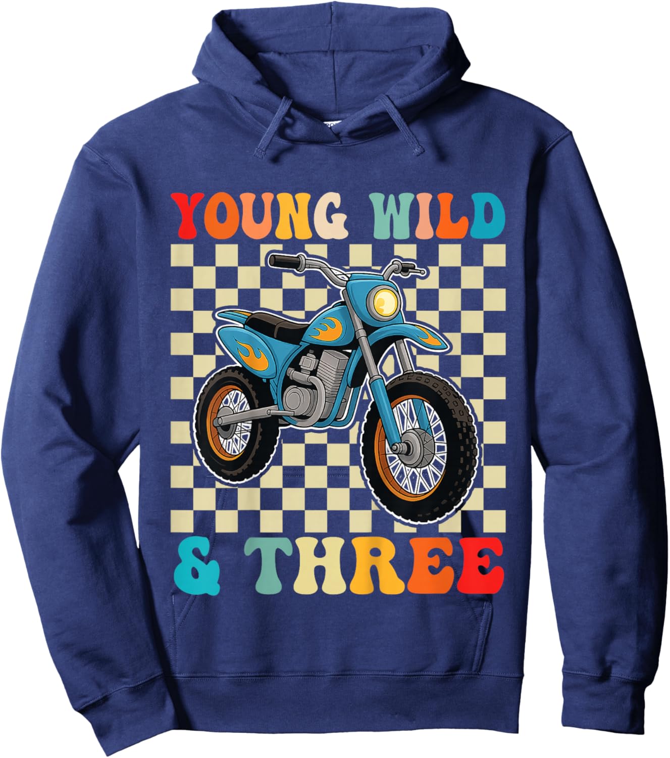 3rd Birthday Motocross Dirt Bike Young Wild and Three Hoodie - Hoodie | Navy