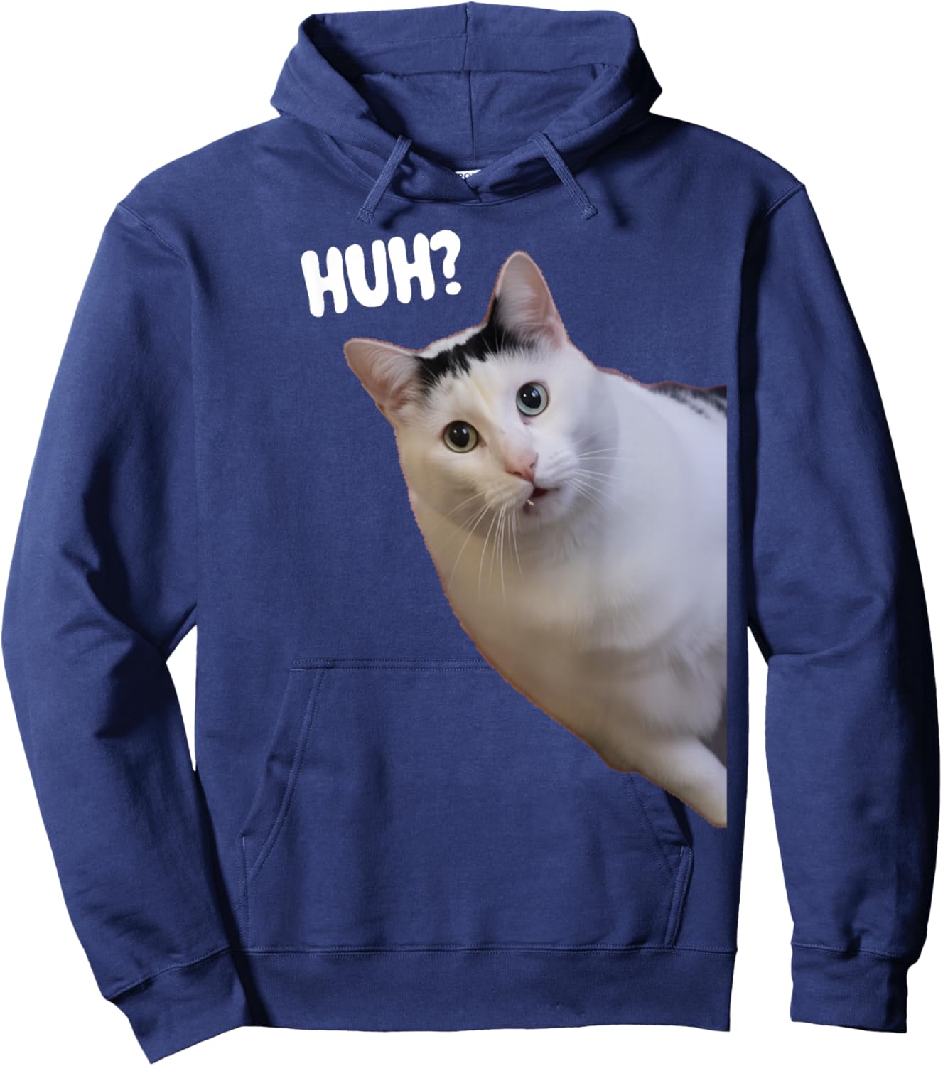 Funny Huh Cat Meme Funny Memes Internet Memes Cat Lover Joke Hoodie - Hoodie | Navy