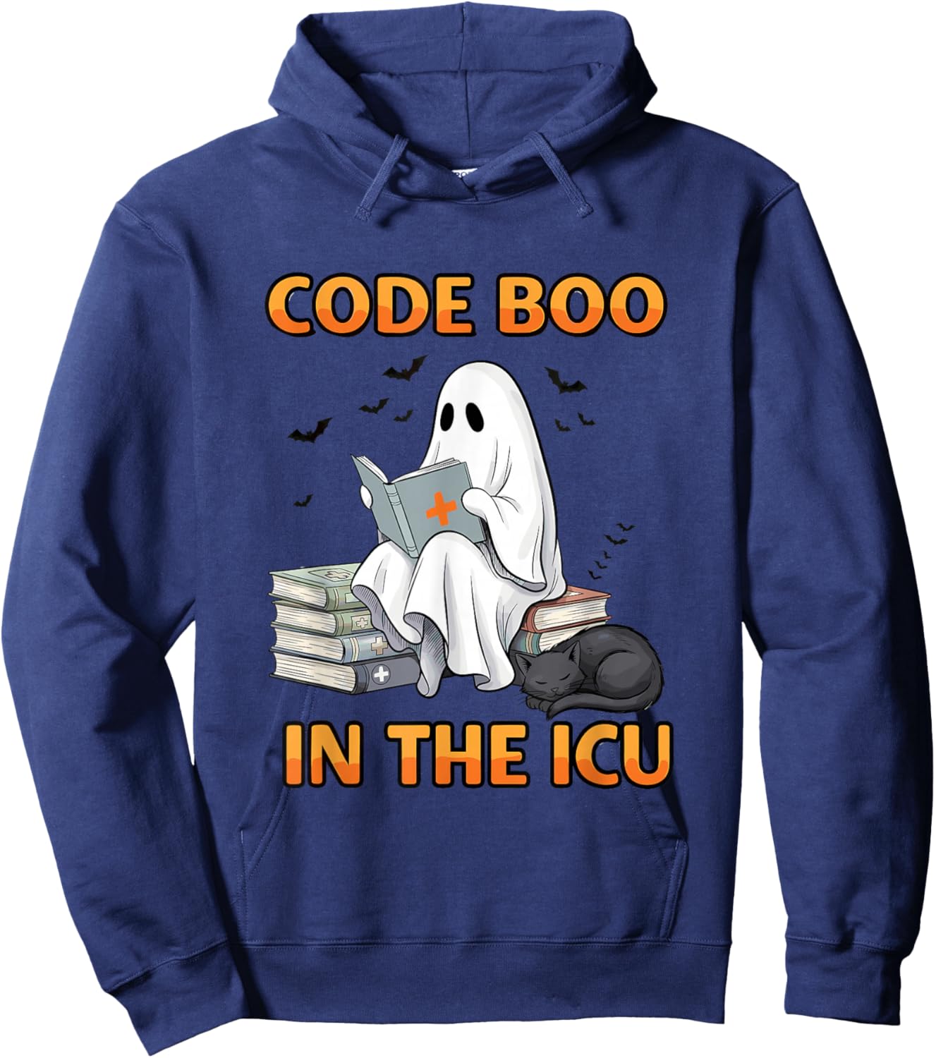 Ghost ICU Nurse Code Boo in ICU Funny Halloween Costume Hoodie - Hoodie | Navy