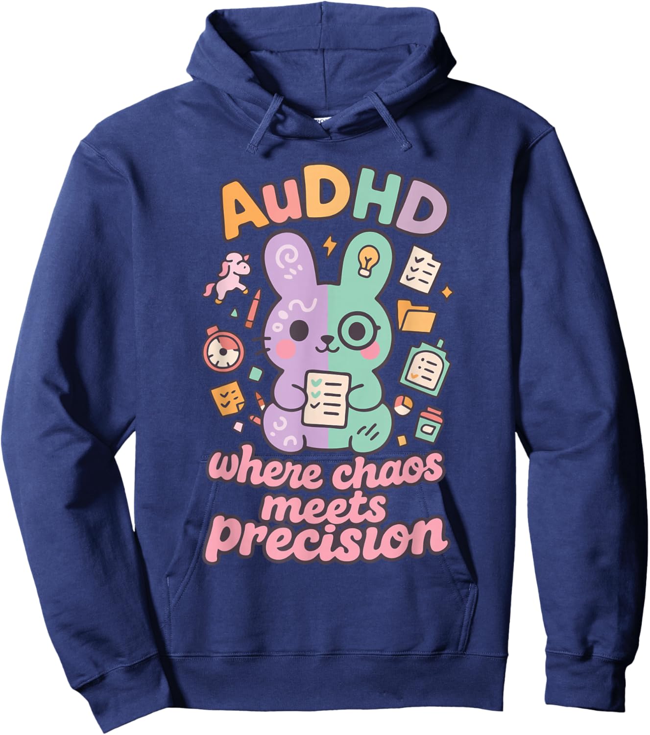 AuDHD Where Chaos Meets Precision Design Hoodie - Hoodie | Navy