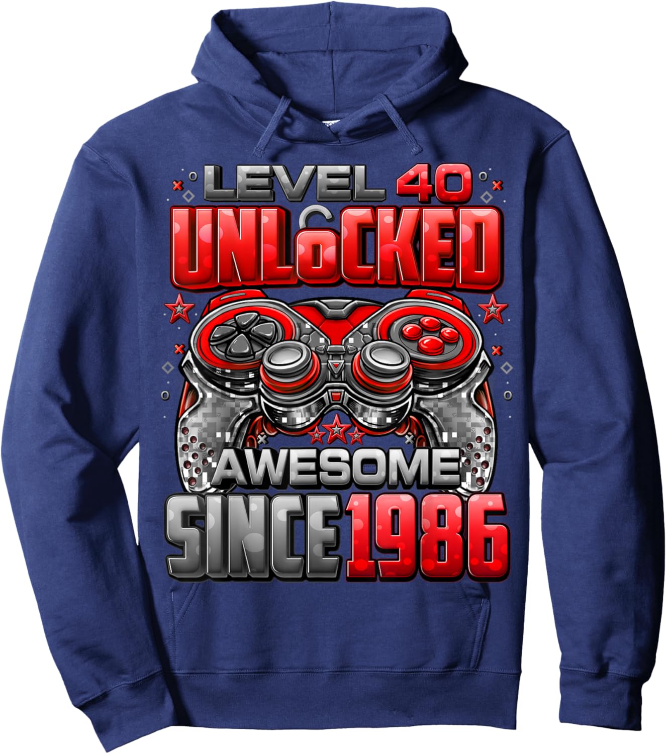 Level 40 Unlocked Awesome Since 1986 40th Birthday Gaming Hoodie - Hoodie | Navy