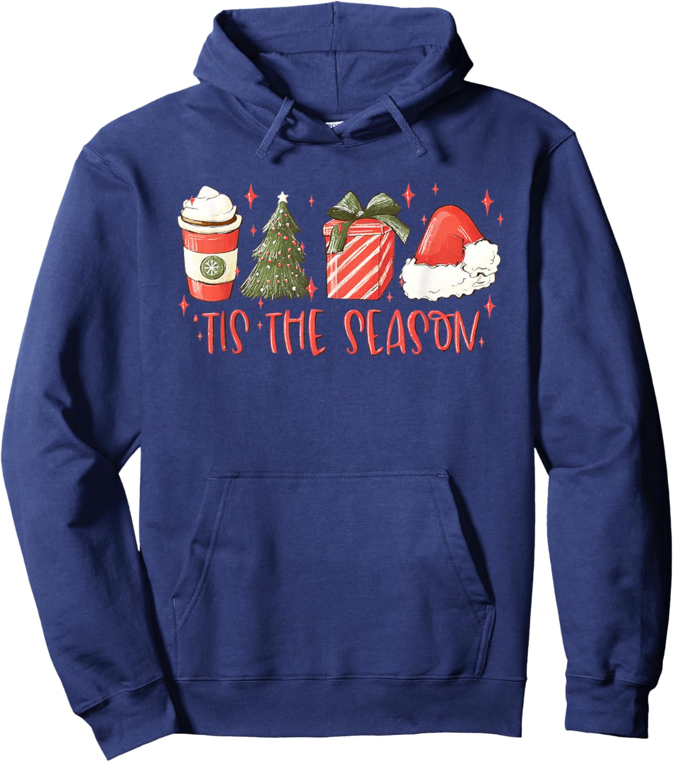 Christmas Season December Holiday Tree Santa Coffee Funny Hoodie - Hoodie | Navy