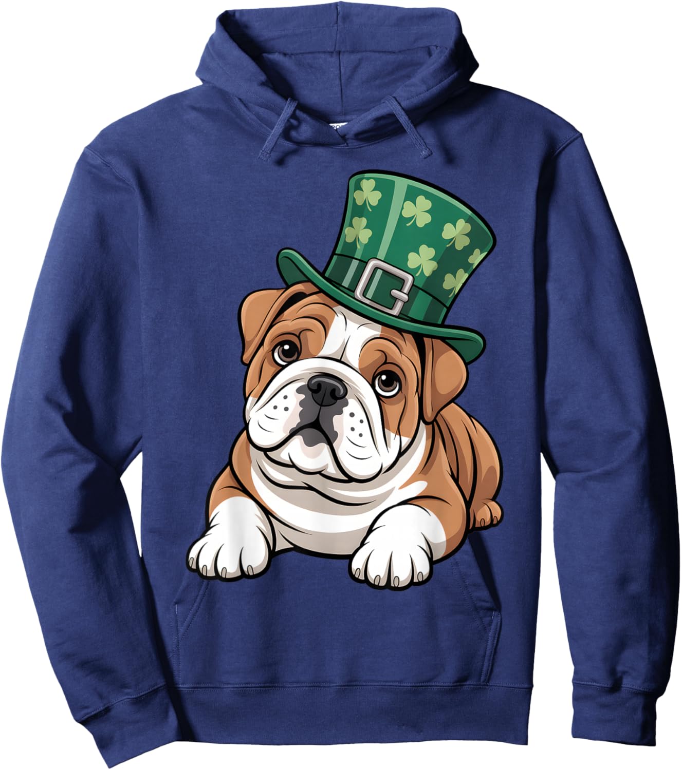 Funny English Bulldog Shamrock Women Men St Patricks Day Hoodie - Hoodie | Navy