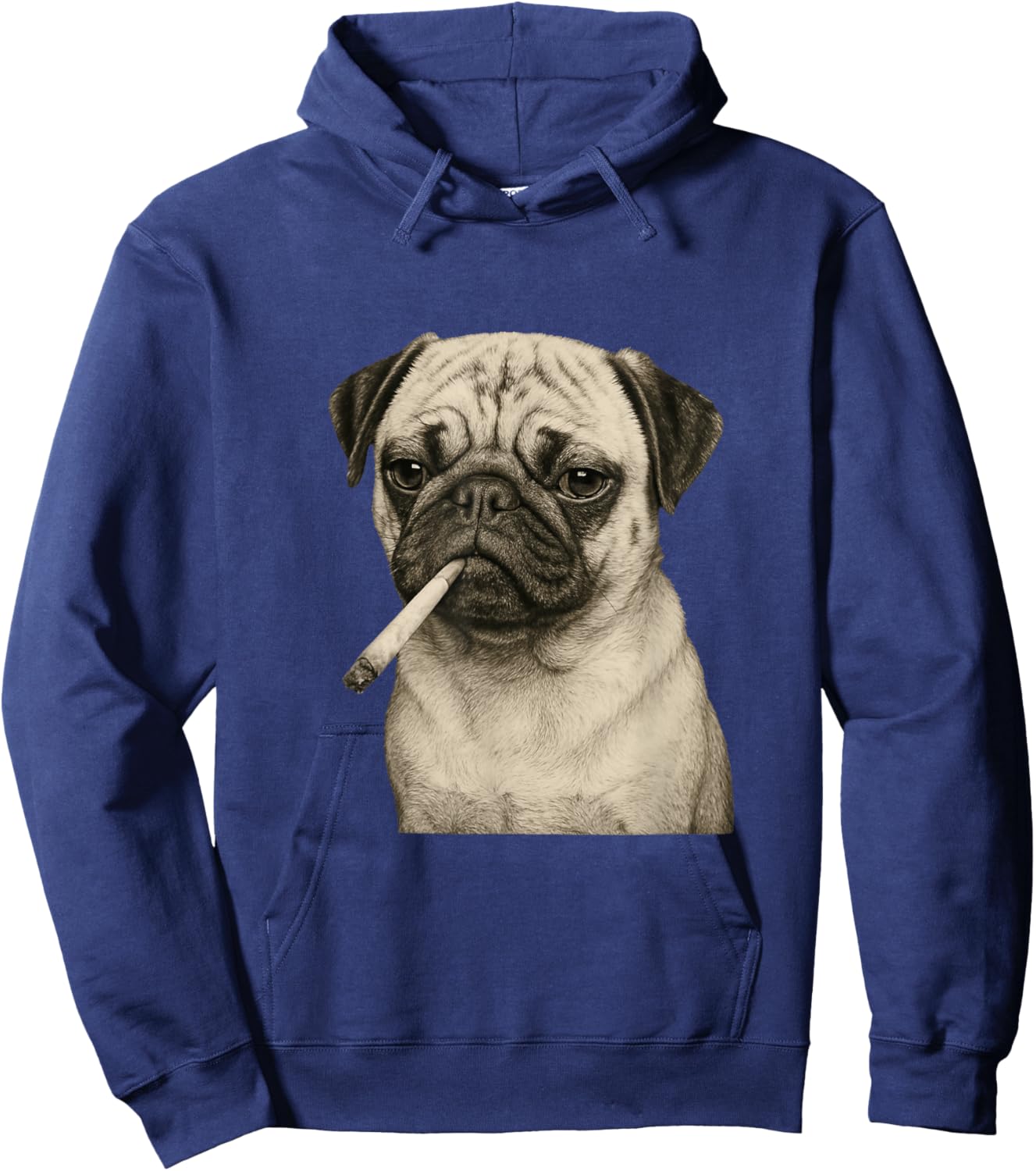 Funny Smoking Pug Dog Cigarette Gen Z Meme Graphic Hoodie - Hoodie | Navy