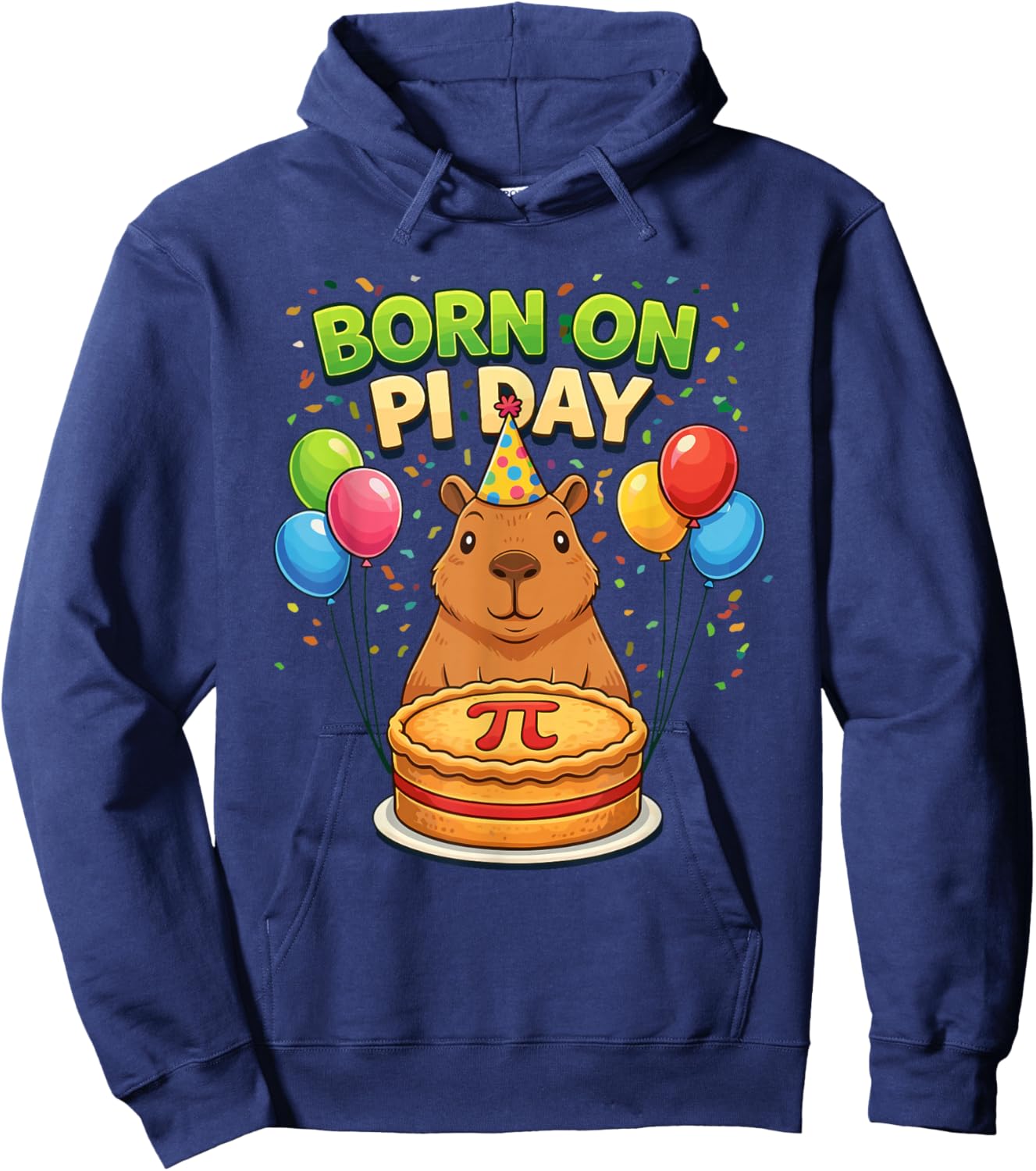 Born on Pi Day 3.14 Birthday Capybara Hoodie - Hoodie | Navy