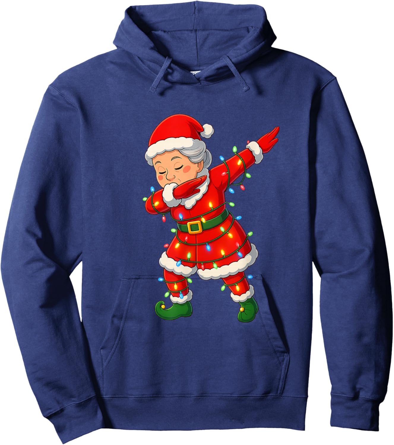 Christmas Dabbing Mrs Santa Claus Girl Lights Funny Xmas Dab Hoodie - Hoodie | Navy