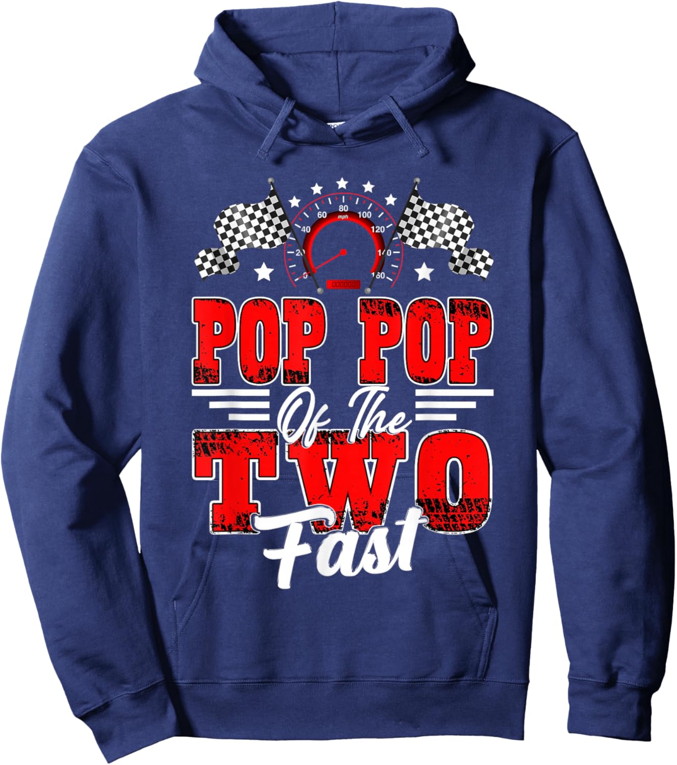 Pop Pop of The Two Fast 2nd Birthday Racing Car Family Hoodie - Hoodie | Navy
