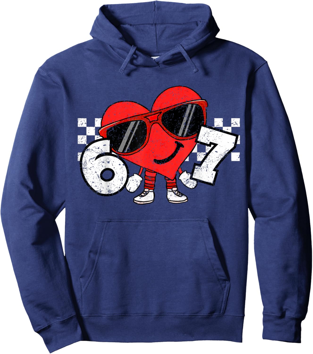 Funny Valentines Heart 67 Six Seven Boys Kids Teens Hoodie - Hoodie | Navy
