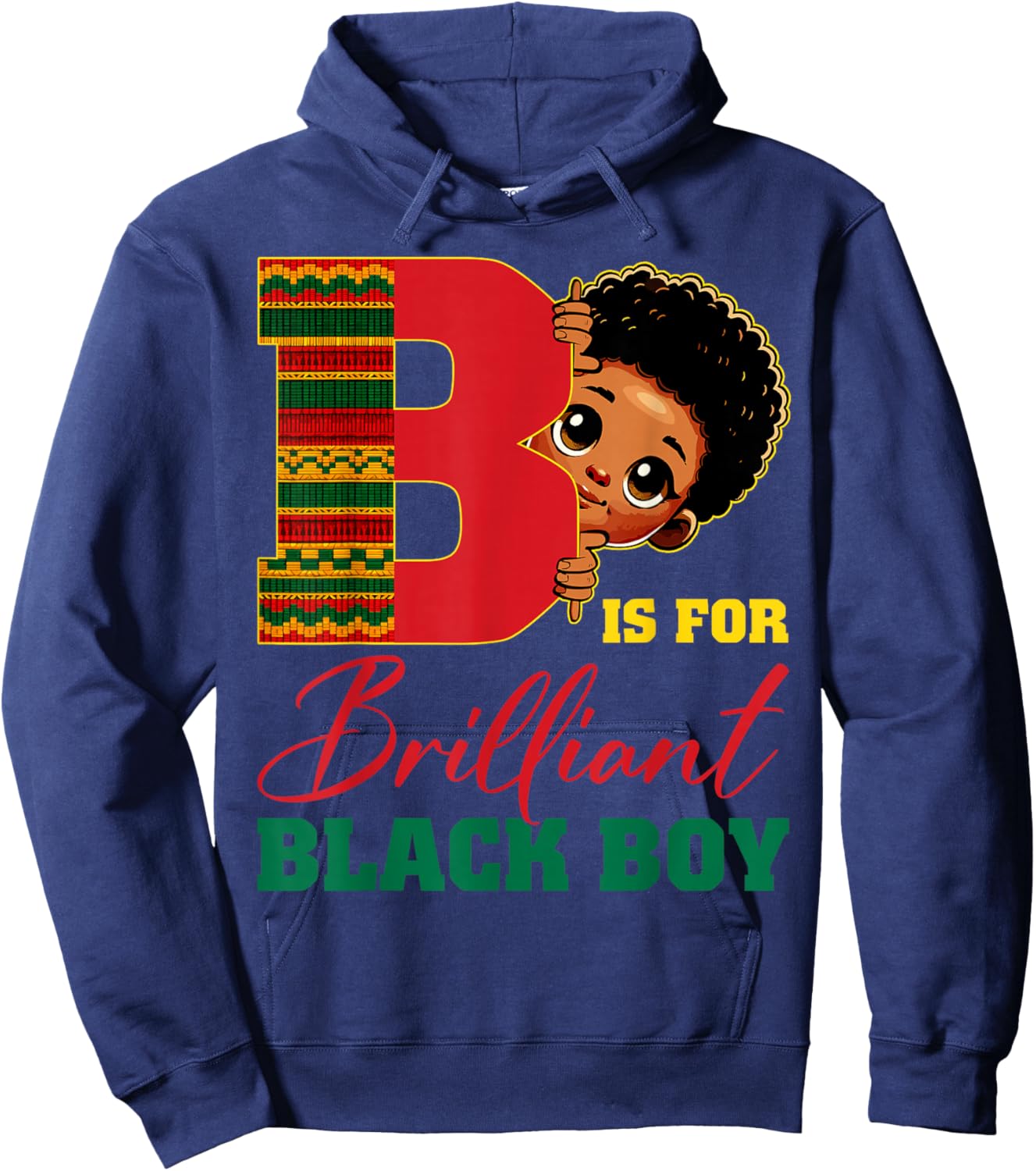 B is for Brilliant Black Boy Black History Month Boys Kids Hoodie - Hoodie | Navy