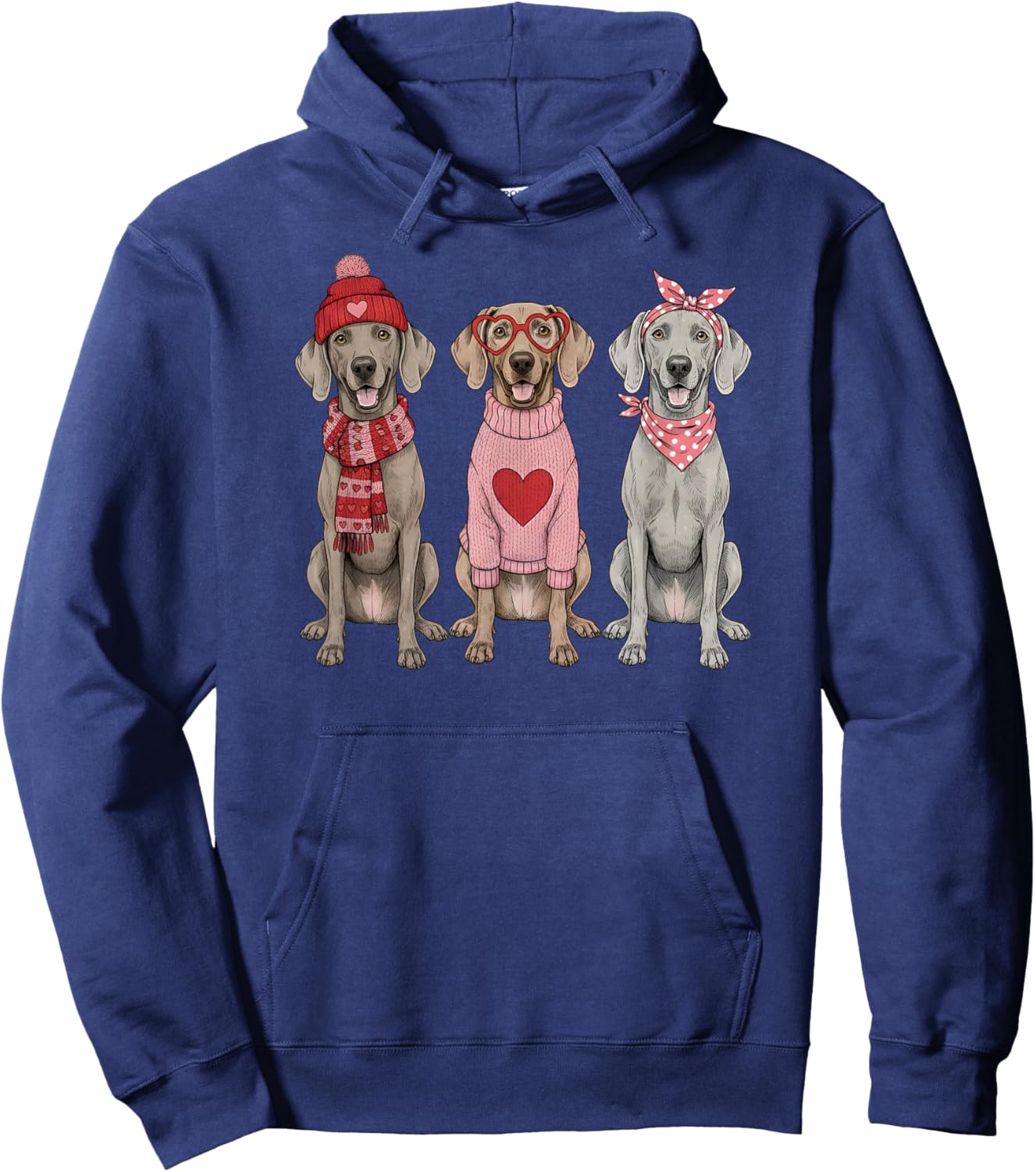 Cute Weimaraner Valentine Dog Hoodie - Hoodie | Navy