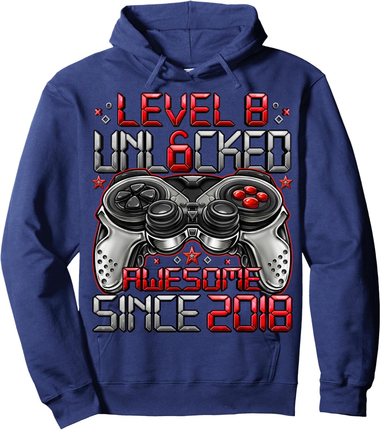 Level 8 Unlocked 8 Year Old Gifts Boys 8th Birthday Boy Hoodie - Hoodie | Navy