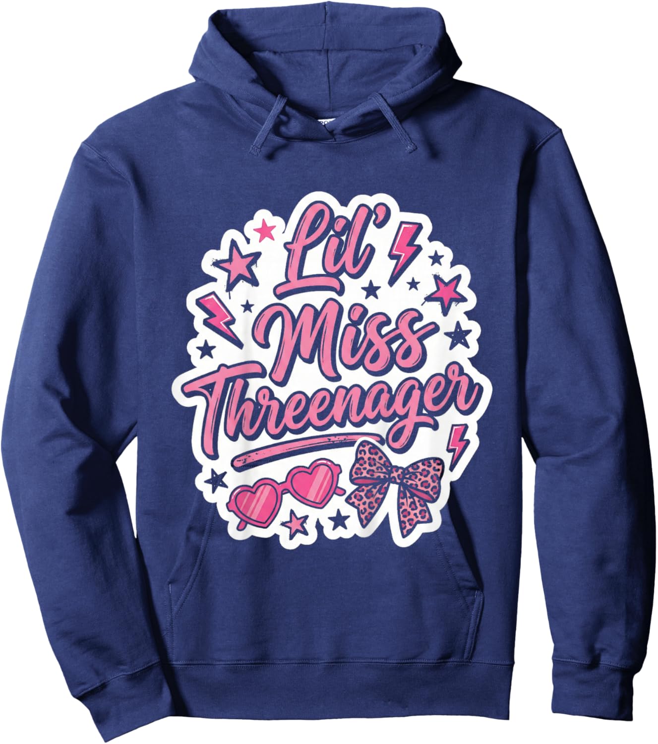 3rd Birthday Girl Sassy Toddler Lil Miss Threenager Hoodie - Hoodie | Navy