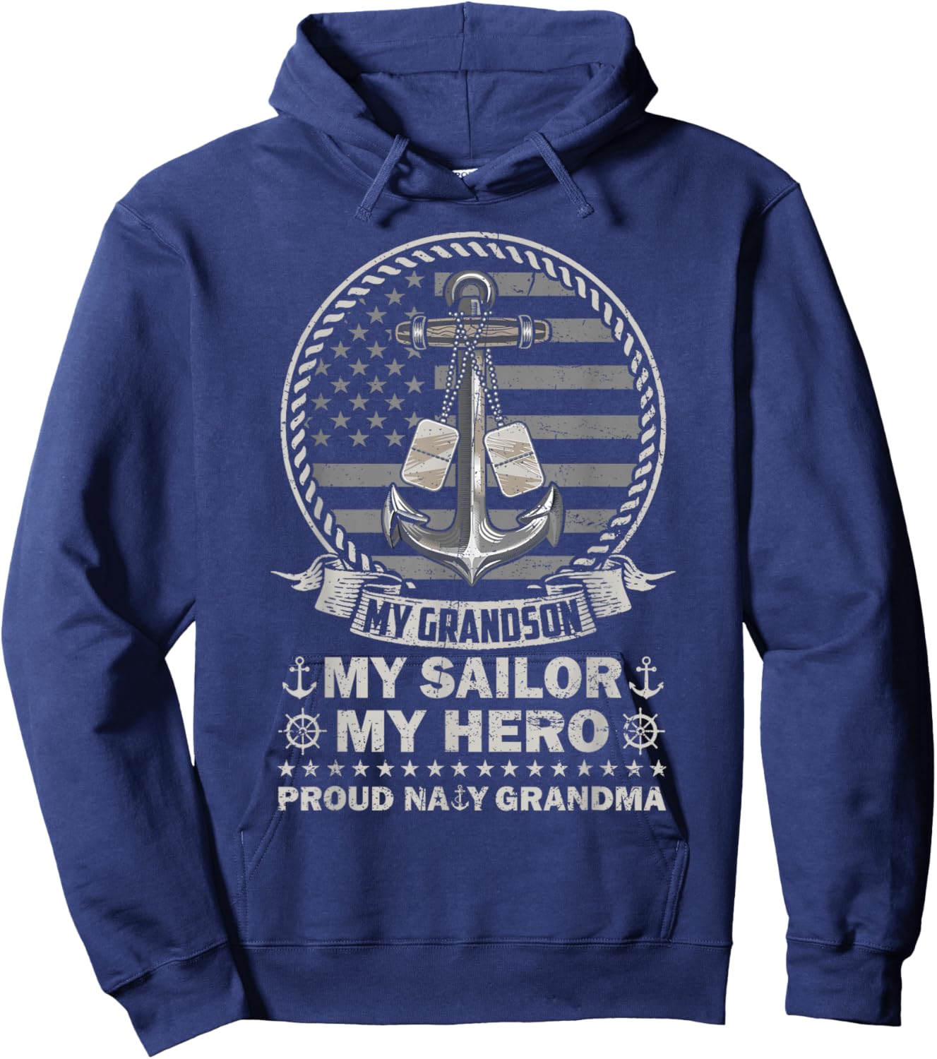 My Grandson is My Hero Proud Sailor Grandma Family Matching Hoodie - Hoodie | Navy