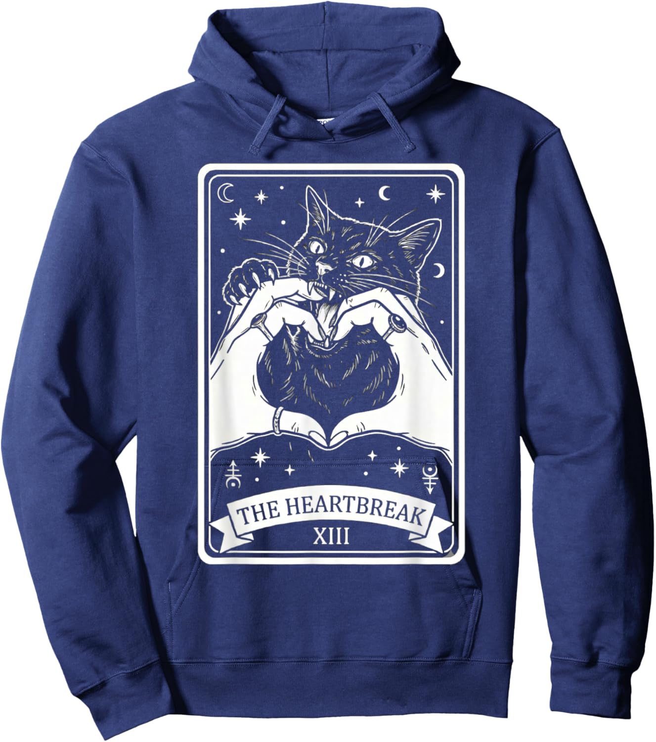 The Heartbreak Cat Gothic Tarot Card Art Goth Girl Women Hoodie - Hoodie | Navy