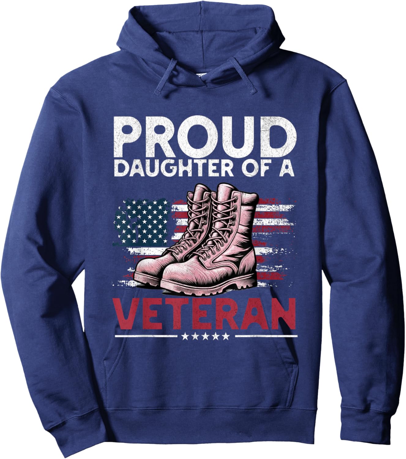 Proud Daughter of a Veteran, American Flag Hoodie - Hoodie | Navy