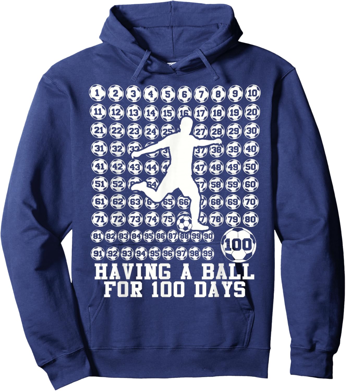 100 Days of School Boys Soccer 100th Day of School Kids Hoodie - Hoodie | Navy