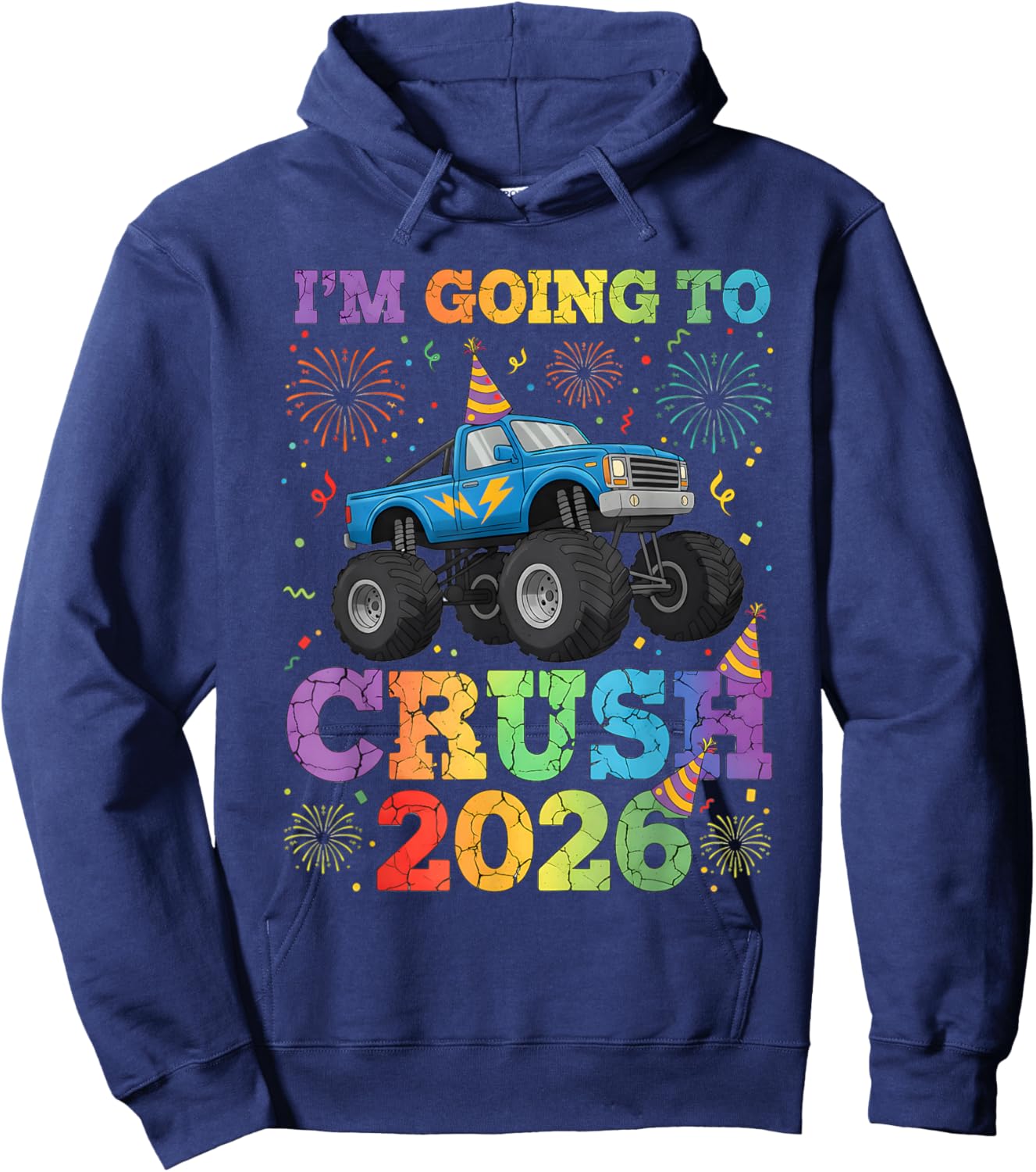 New Years Eve 2026 Monster Truck Boys Toddler Kids NYE Party Hoodie - Hoodie | Navy