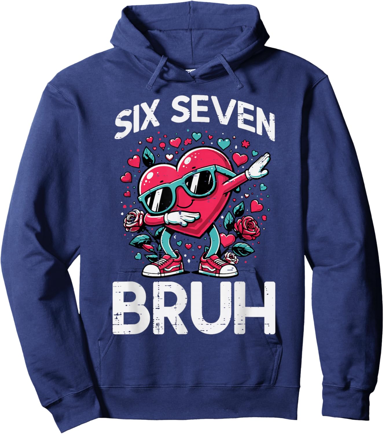 Dab Heart Six Seven Bruh 67 Valentine Meme 6 7 Kid Boy Youth Hoodie - Hoodie | Navy