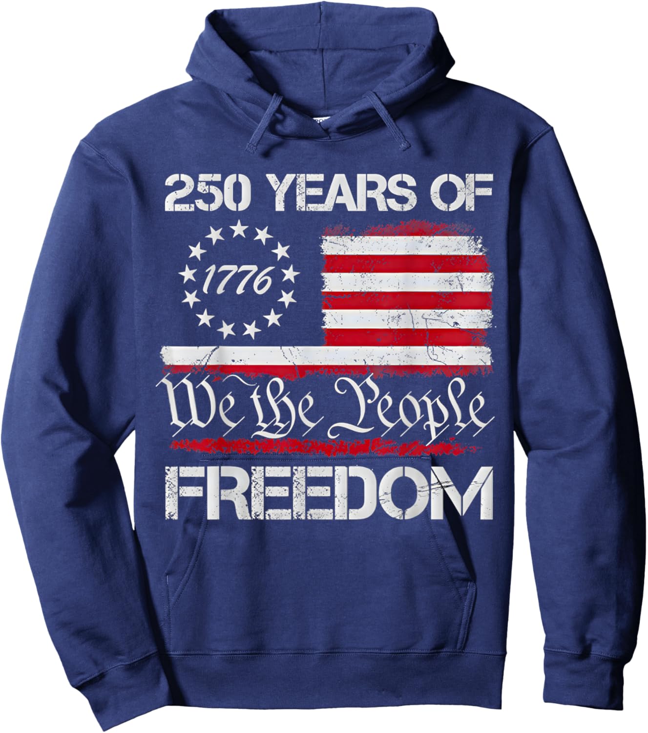 4th of July American Flag Vintage 250 Years 1776 2026 USA Hoodie - Hoodie | Navy