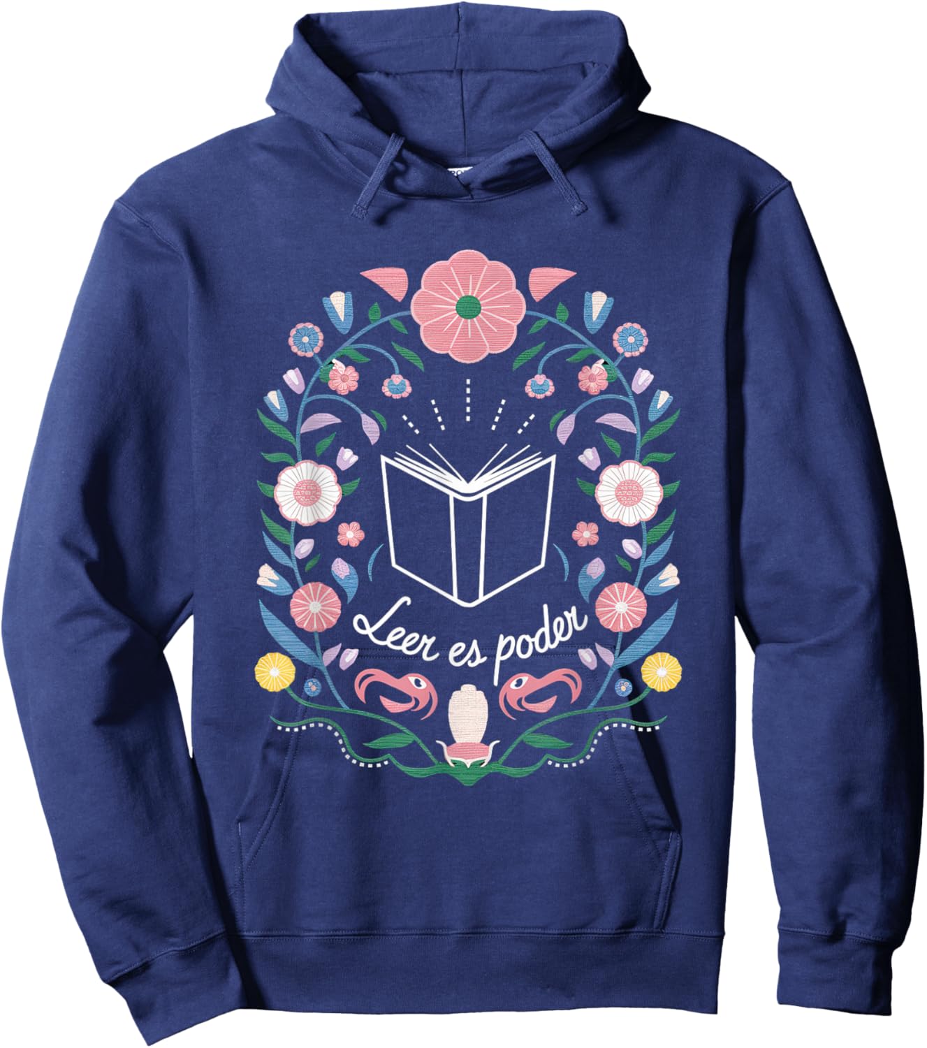 Leer ES Poder Mexico Reading Floral Hispanic Heritage Hoodie - Hoodie | Navy