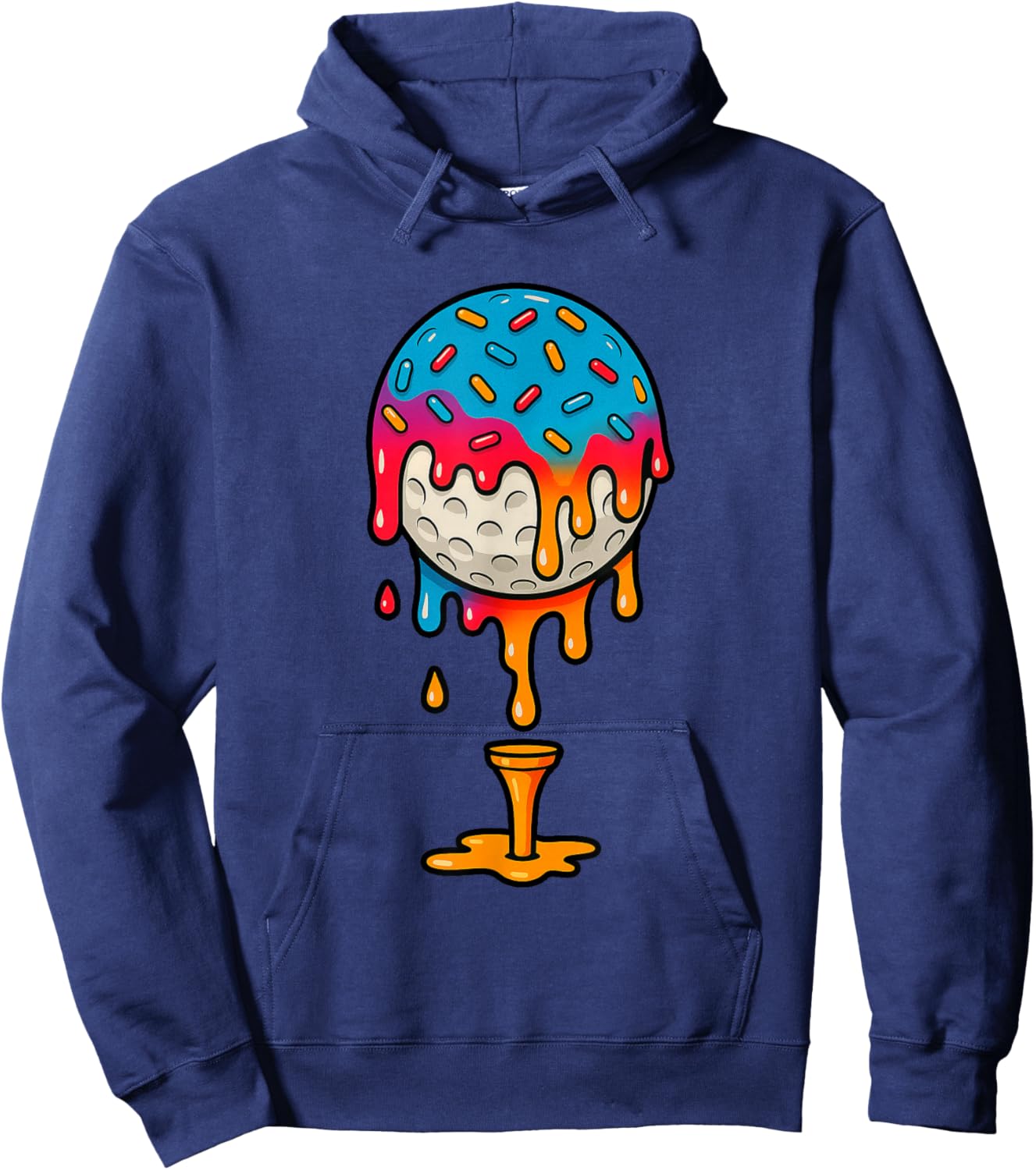 Dripping Sprinkles Golf Ball Colorful Golf Art Golfer Kids Hoodie - Hoodie | Navy