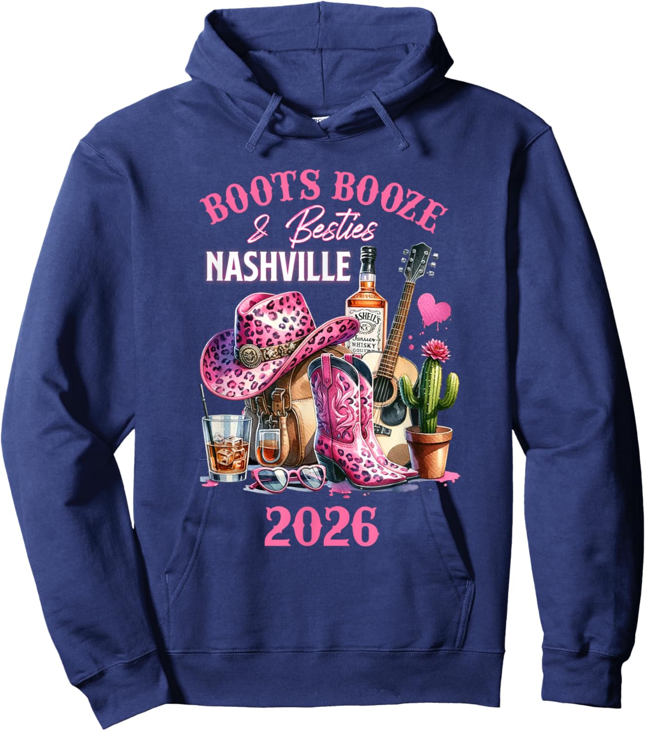 Boots Booze & Besties Nashville 2026 Girls Trip Weekend Hoodie - Hoodie | Navy