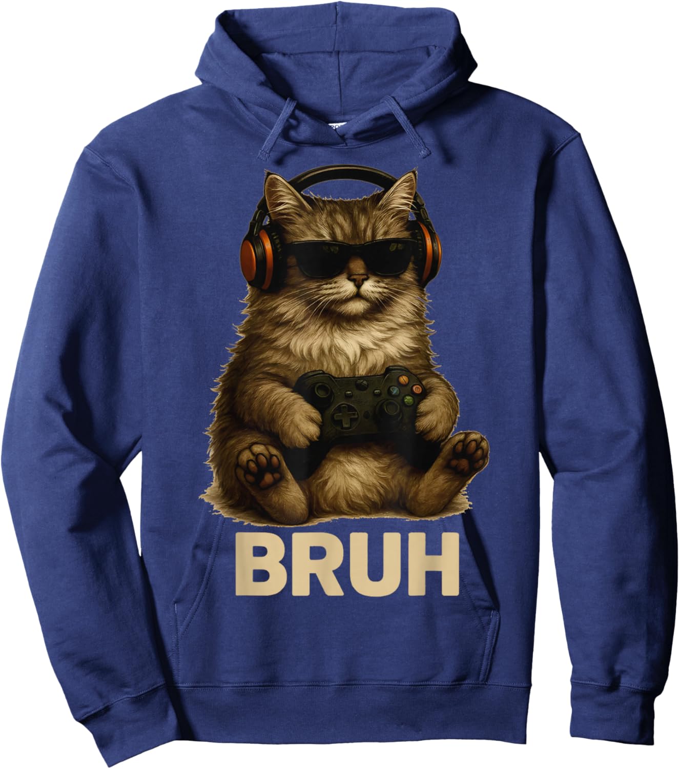 Kitten Cat Playing Video Games Vintage Funny Cat Gaming Hoodie - Hoodie | Navy