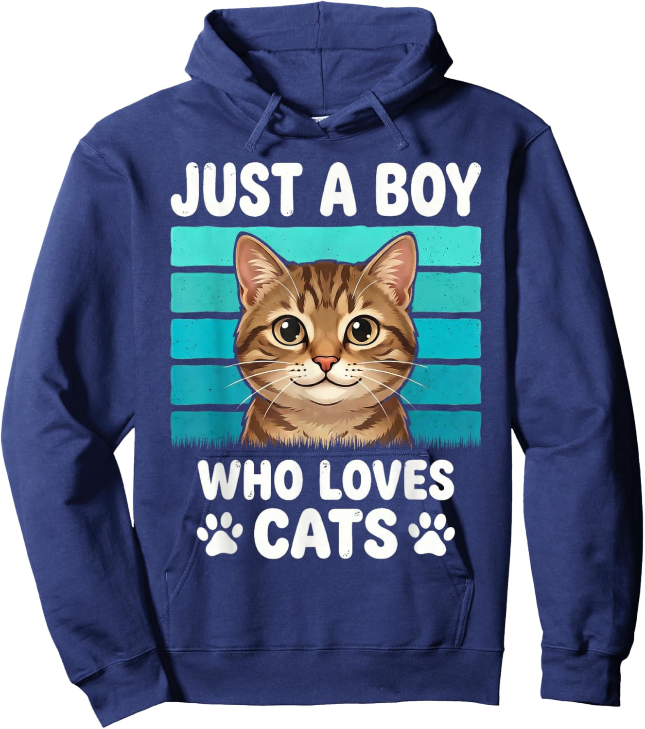 Just a Boy Who Loves Cats Funny Cat Lover Kids Boys Hoodie - Hoodie | Navy