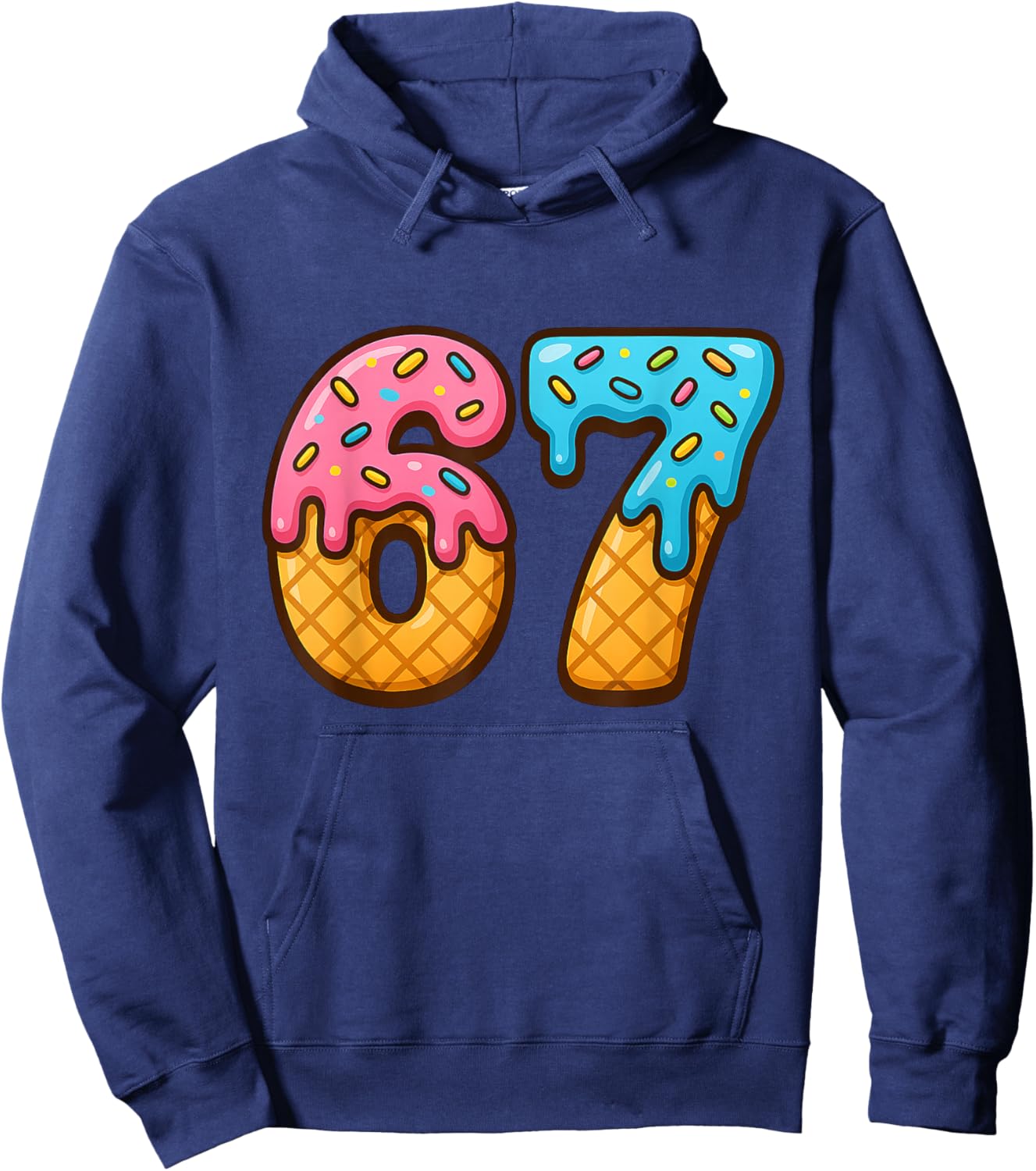 67 Ice Cream Drip Meme Funny Six Seven Gen Alpha Slang Hoodie - Hoodie | Navy