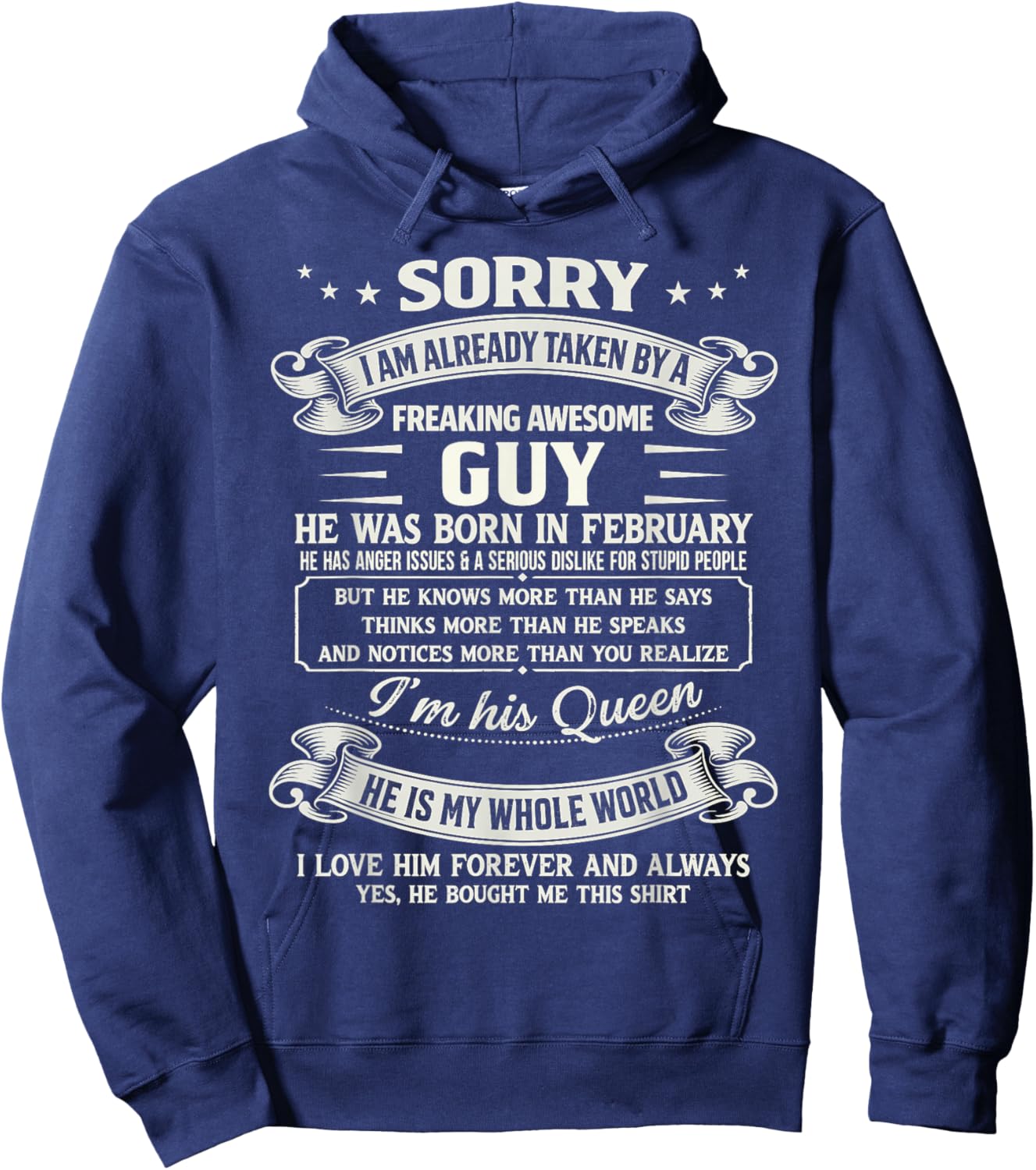I Am Already Taken by Freaking Awesome Guy Born in February Hoodie - Hoodie | Navy