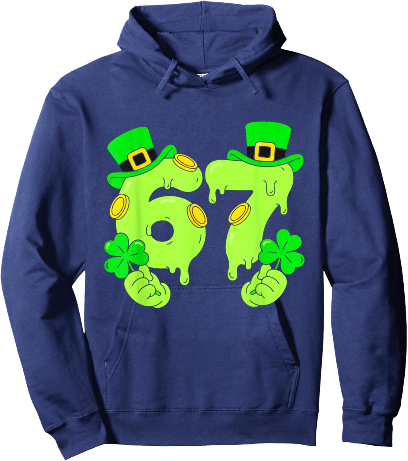 Six Seven 6 7 St Patricks Day 67 Paddys Meme Boys Kids Youth Hoodie - Hoodie | Navy
