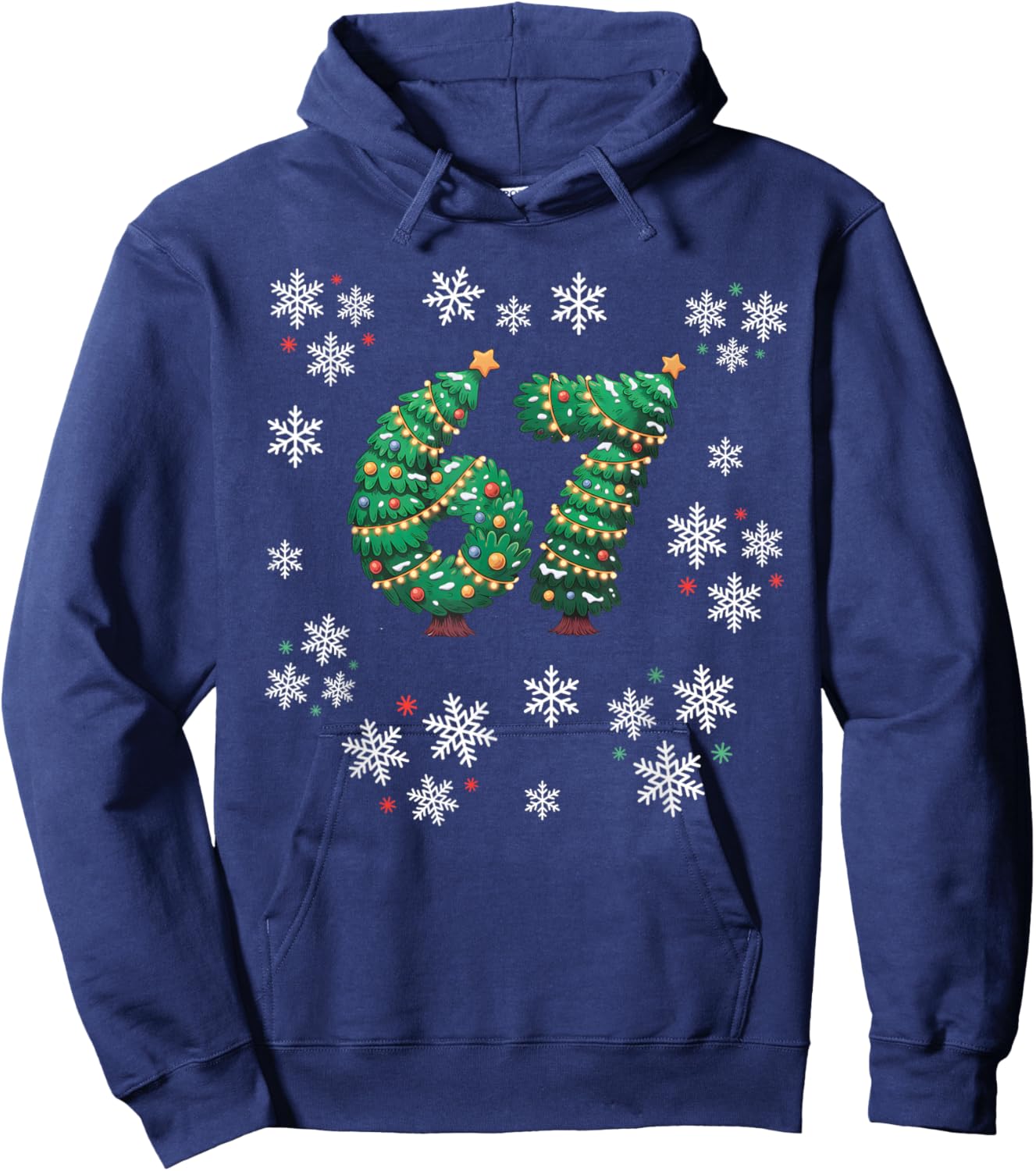 67 Christmas Sweater 6 7 Middle School Ugly Christmas Tree Hoodie - Hoodie | Navy